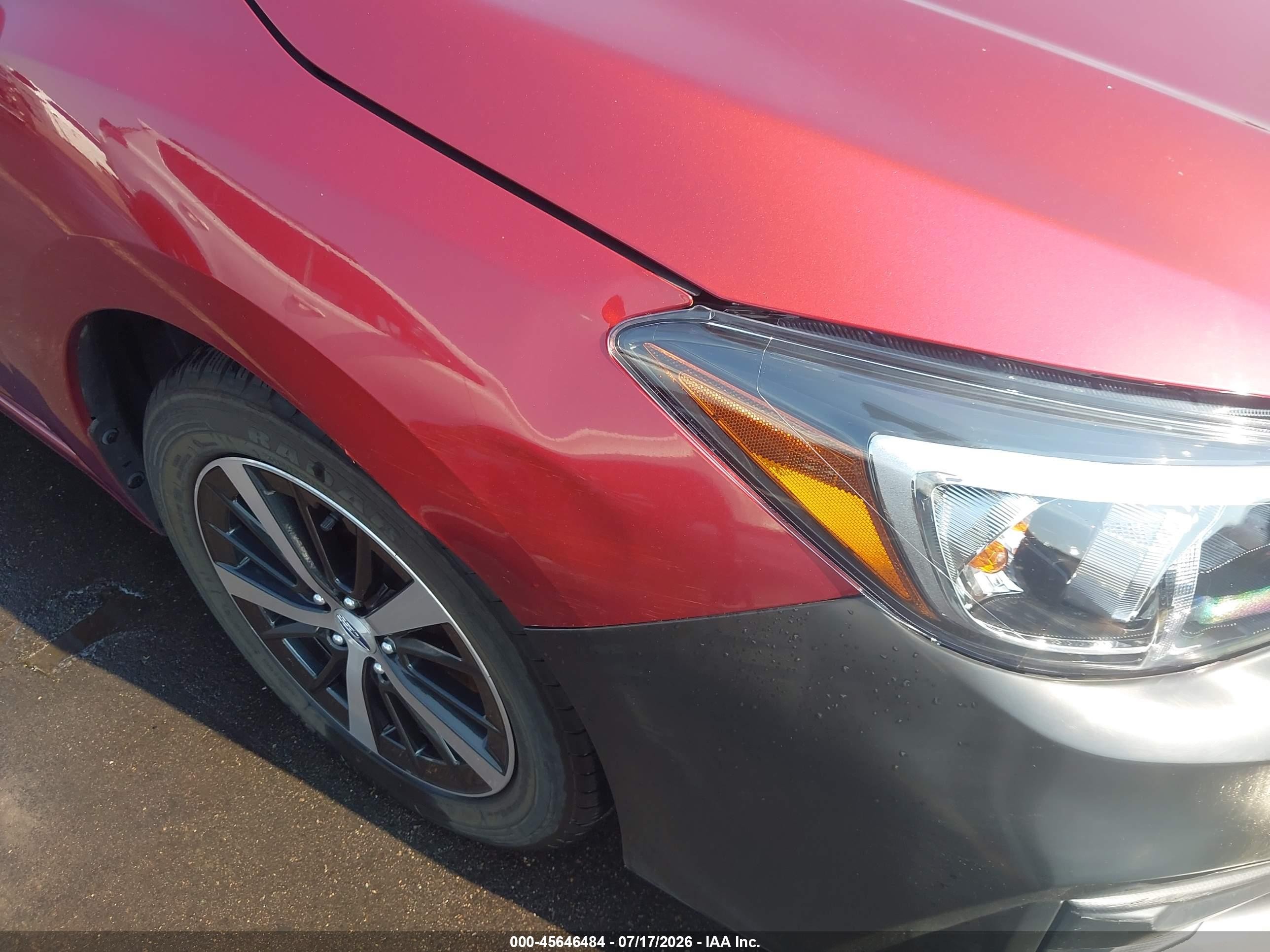 2019 Subaru Impreza 2.0i Premium Maroon vin: 4S3GTAC68K3743518