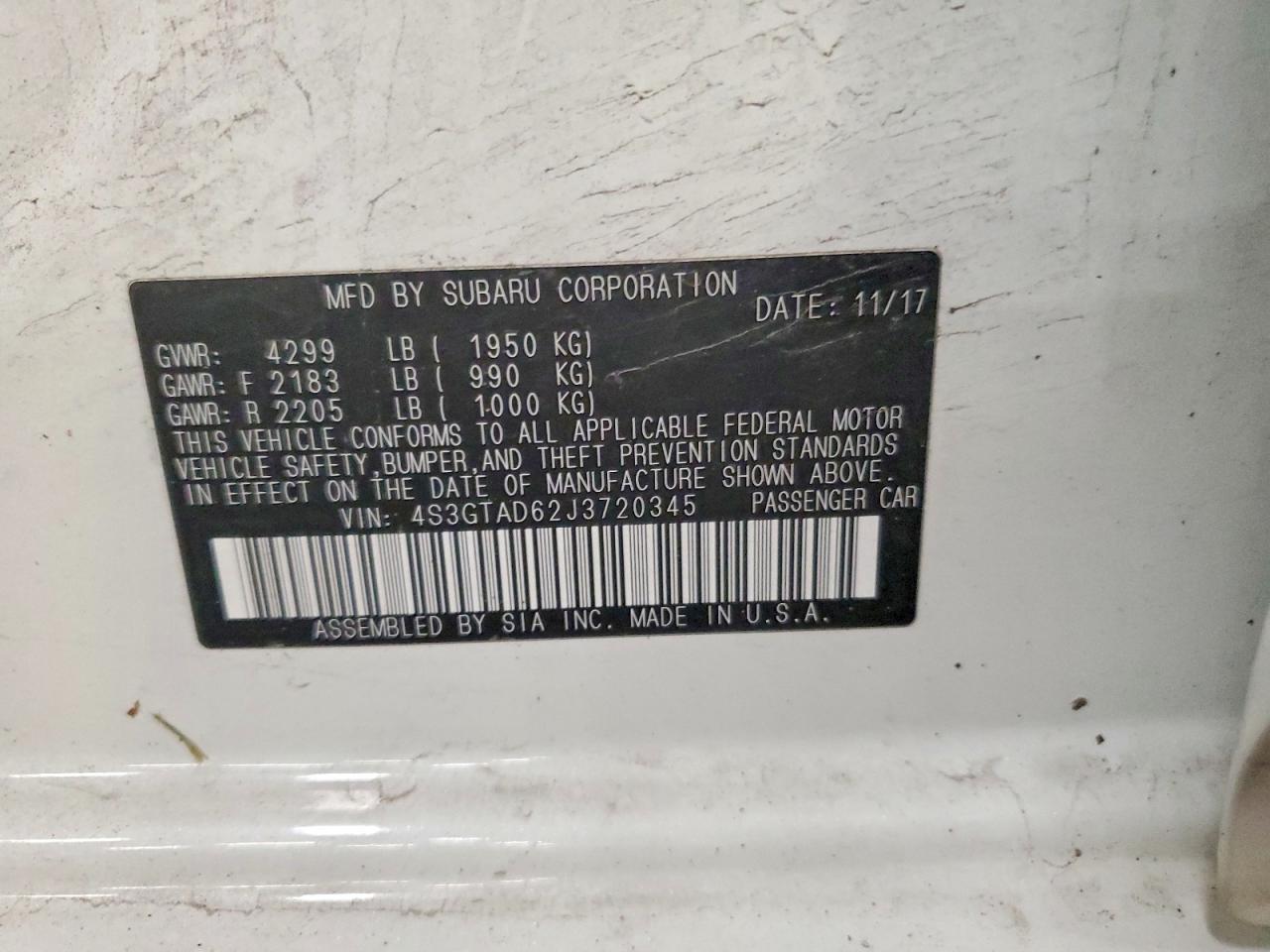 2018 Subaru Impreza Premium Plus White vin: 4S3GTAD62J3720345