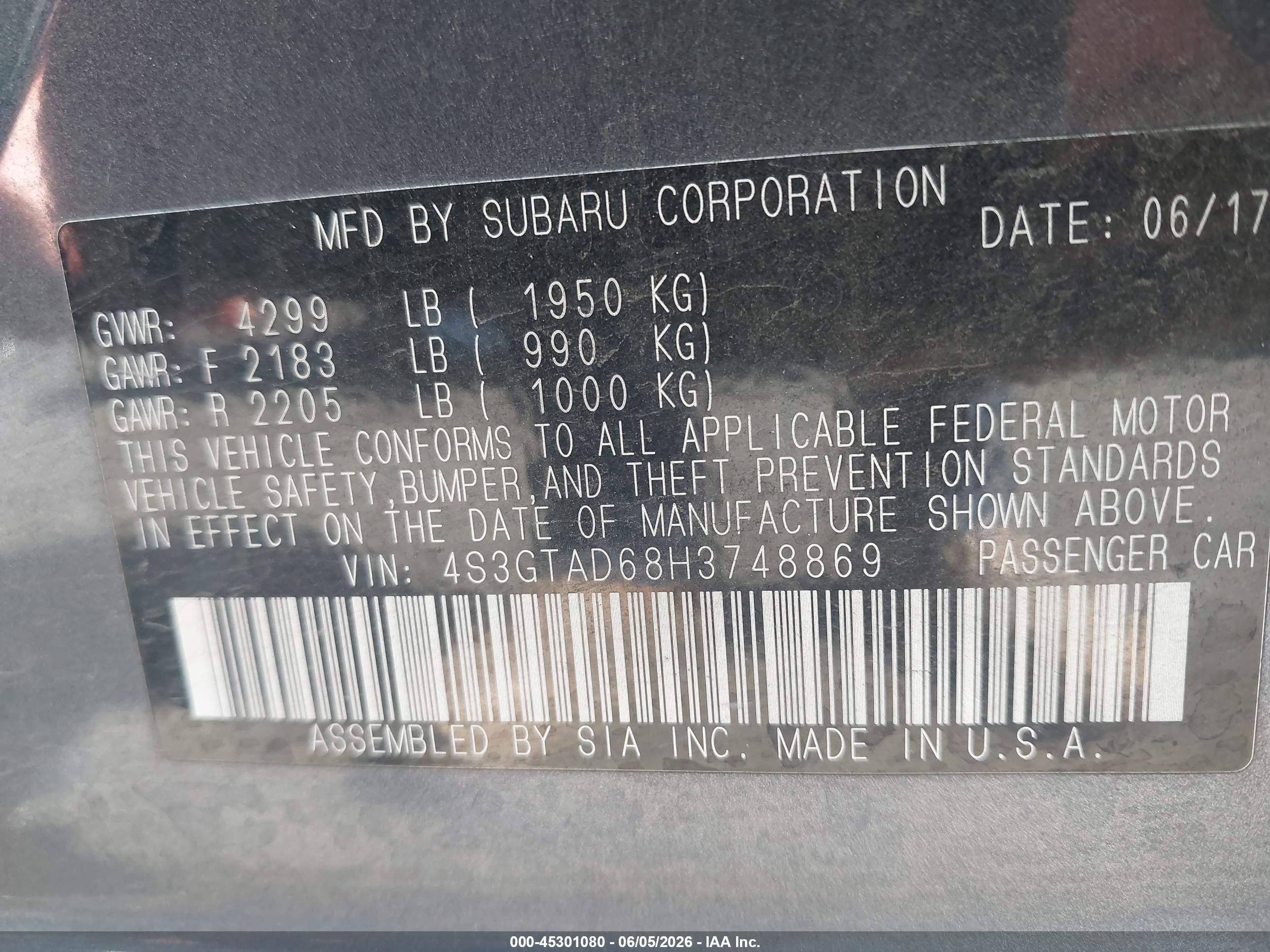 2017 Subaru Impreza 2.0i Premium Серый vin: 4S3GTAD68H3748869