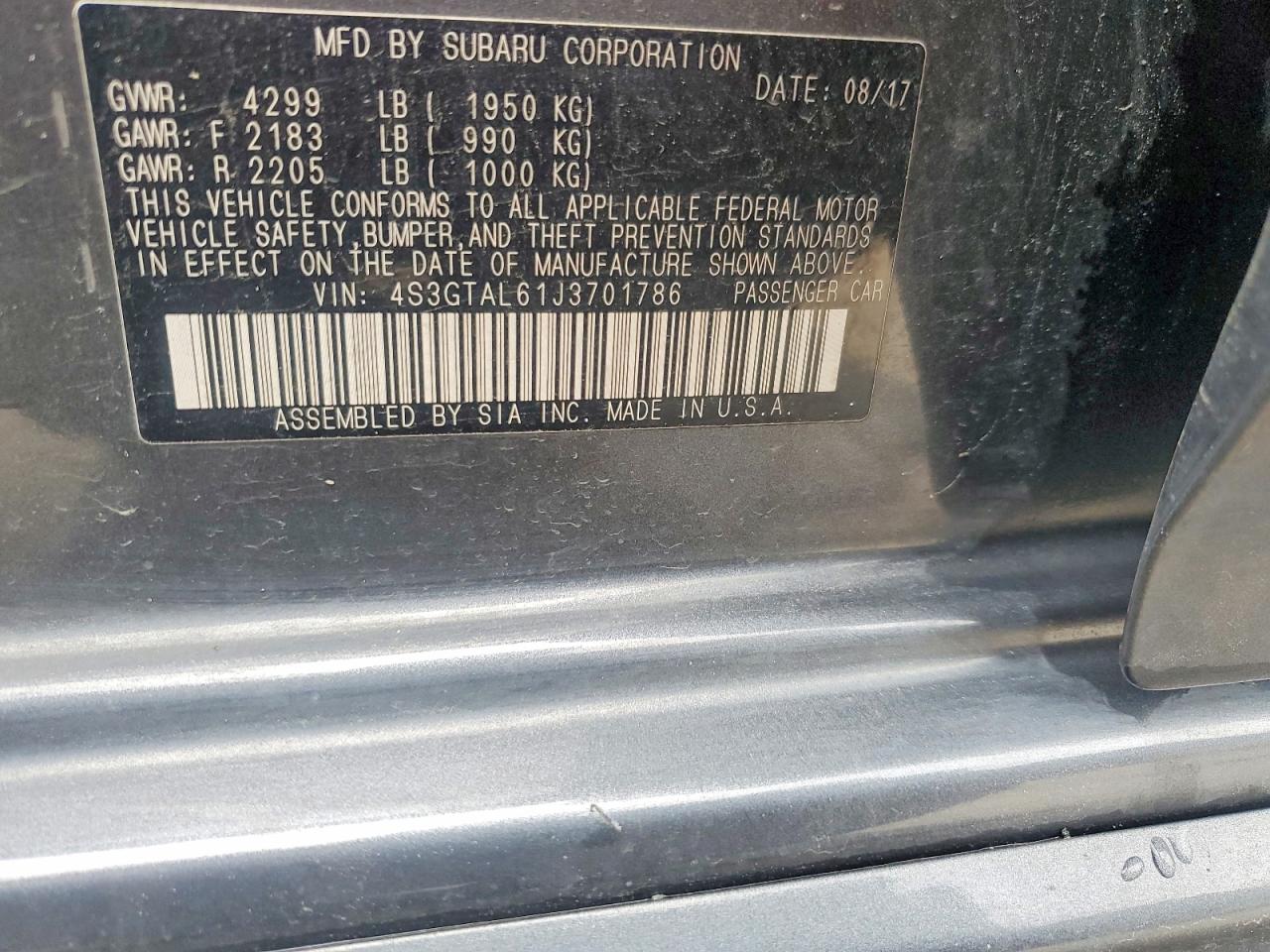 2018 Subaru Impreza Sport Gray vin: 4S3GTAL61J3701786
