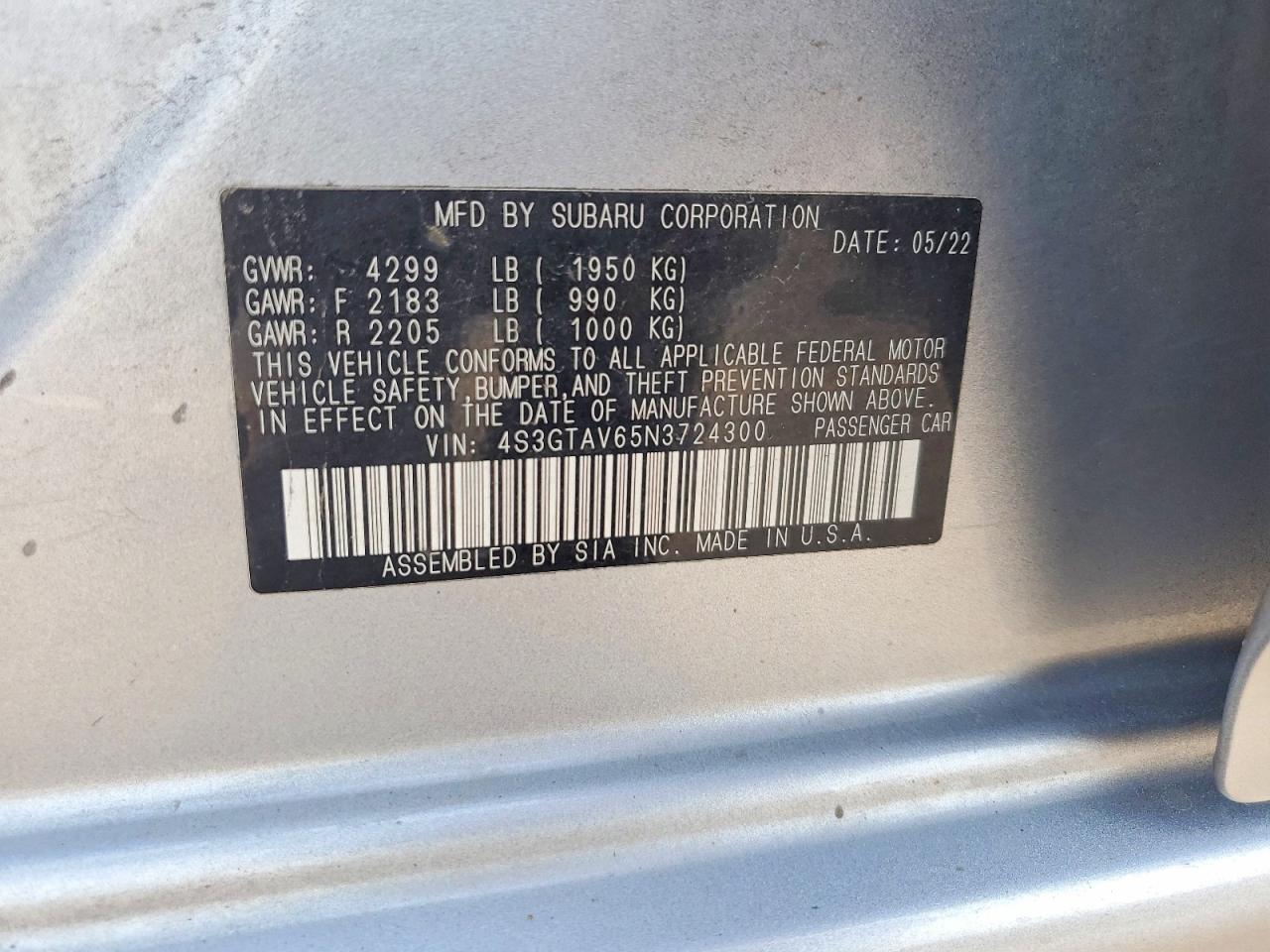 2022 Subaru Impreza Premium Silver vin: 4S3GTAV65N3724300