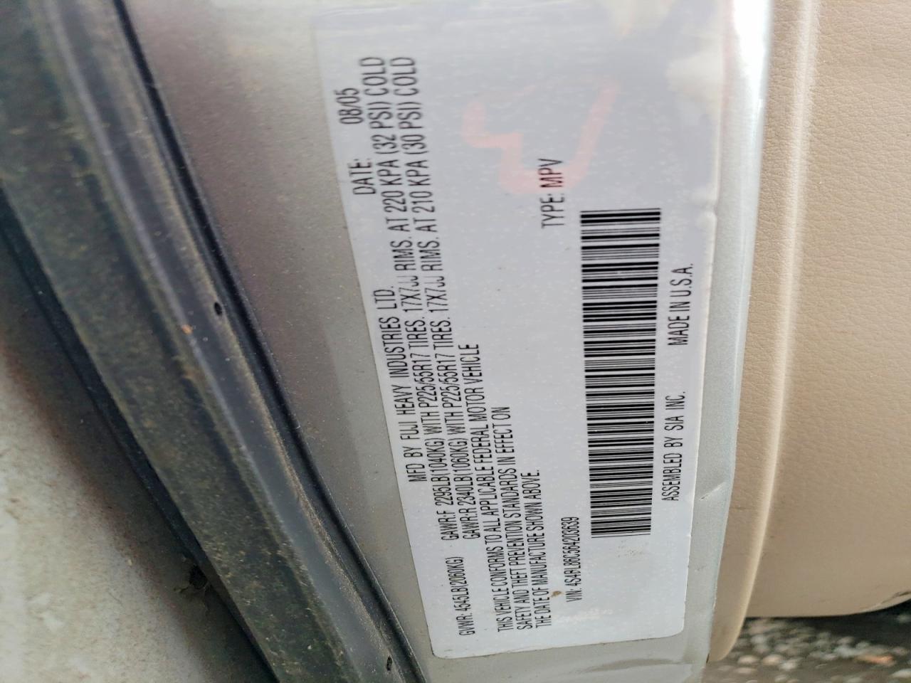 2006 Subaru Legacy Outback 3.0r Ll Bean Silver vin: 4S4BL86C564203639