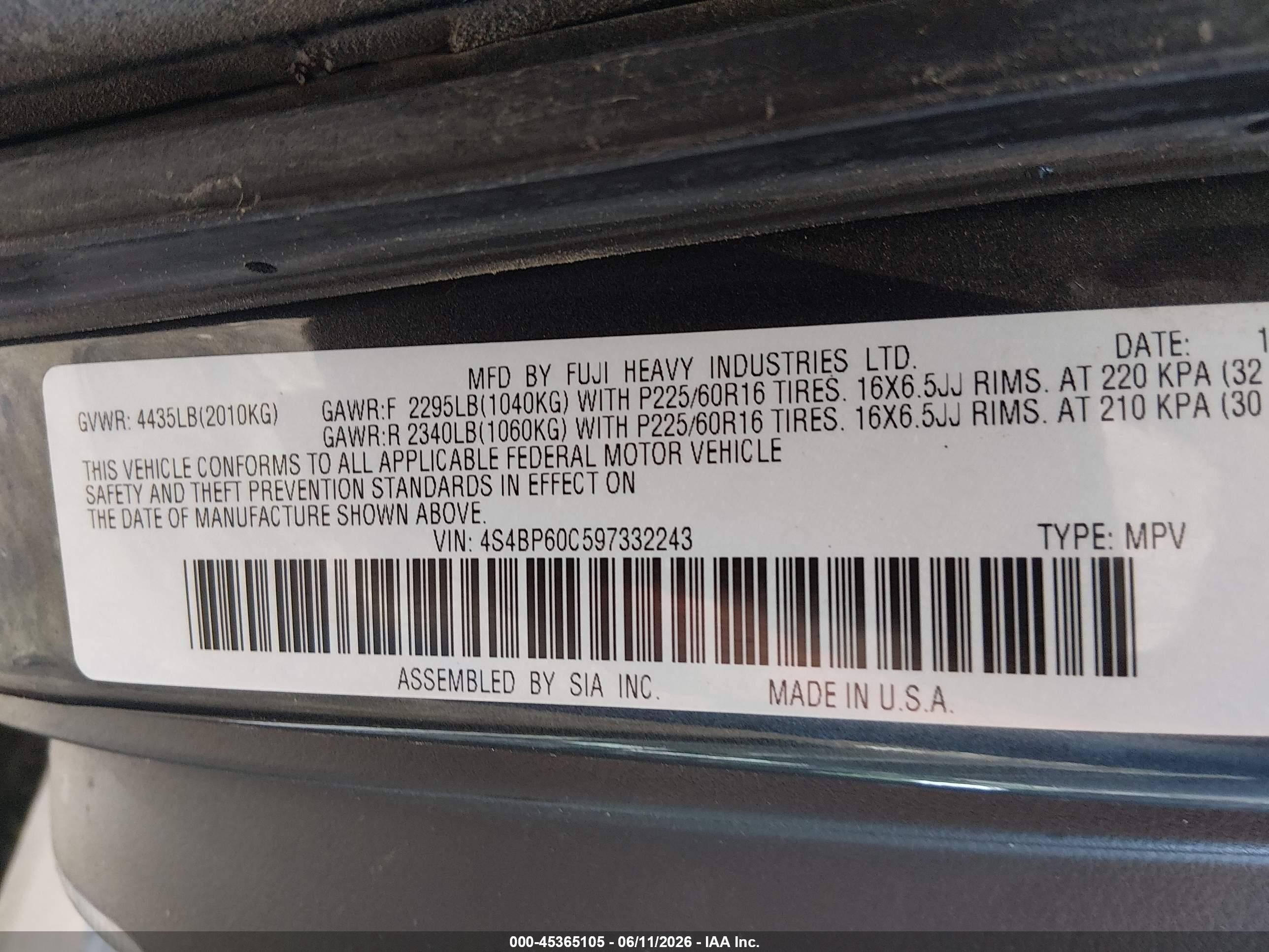 2009 Subaru Outback 2.5i Gray vin: 4S4BP60C597332243