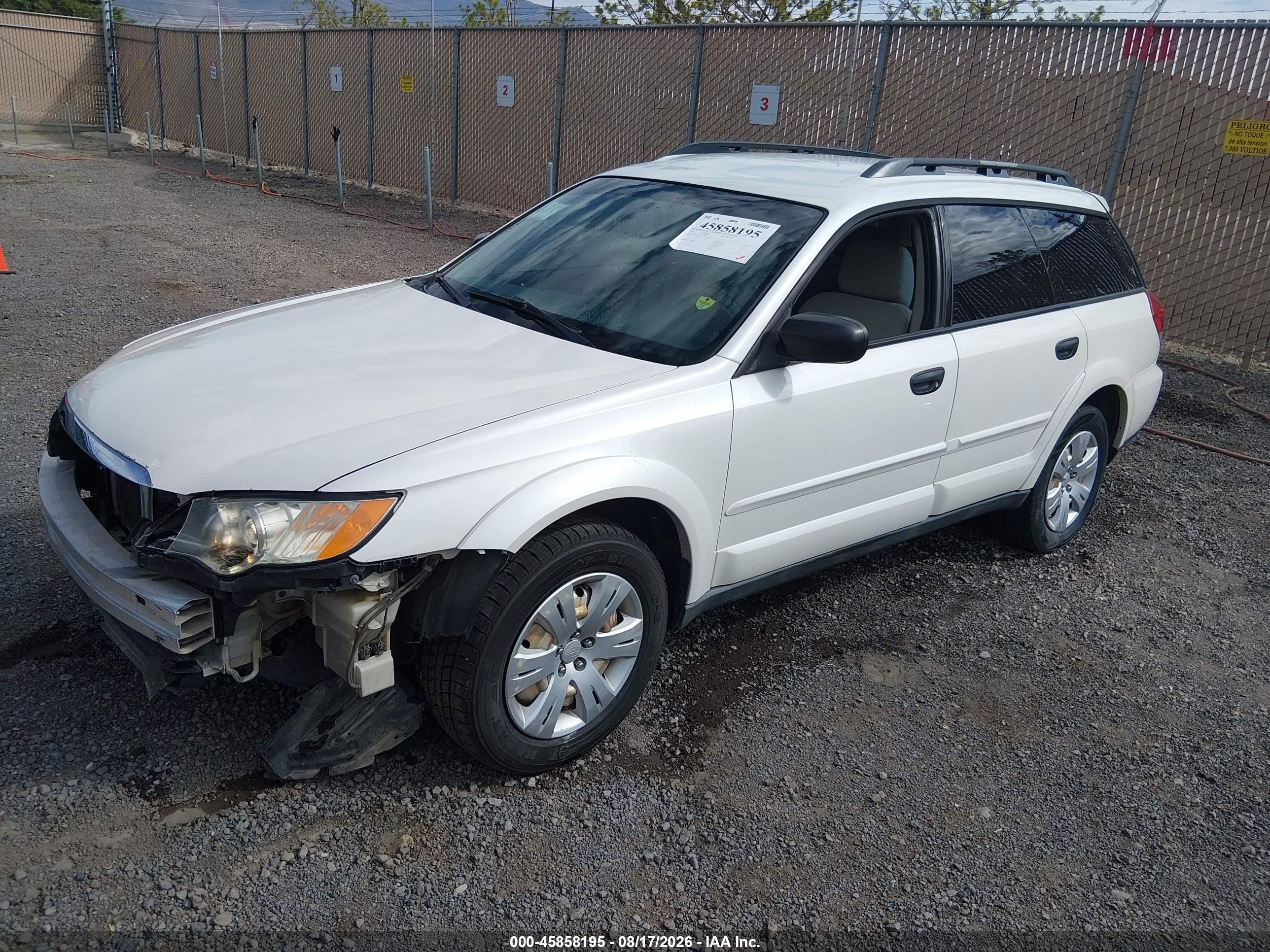 2009 Subaru Outback 2.5i Белый vin: 4S4BP60C897329496