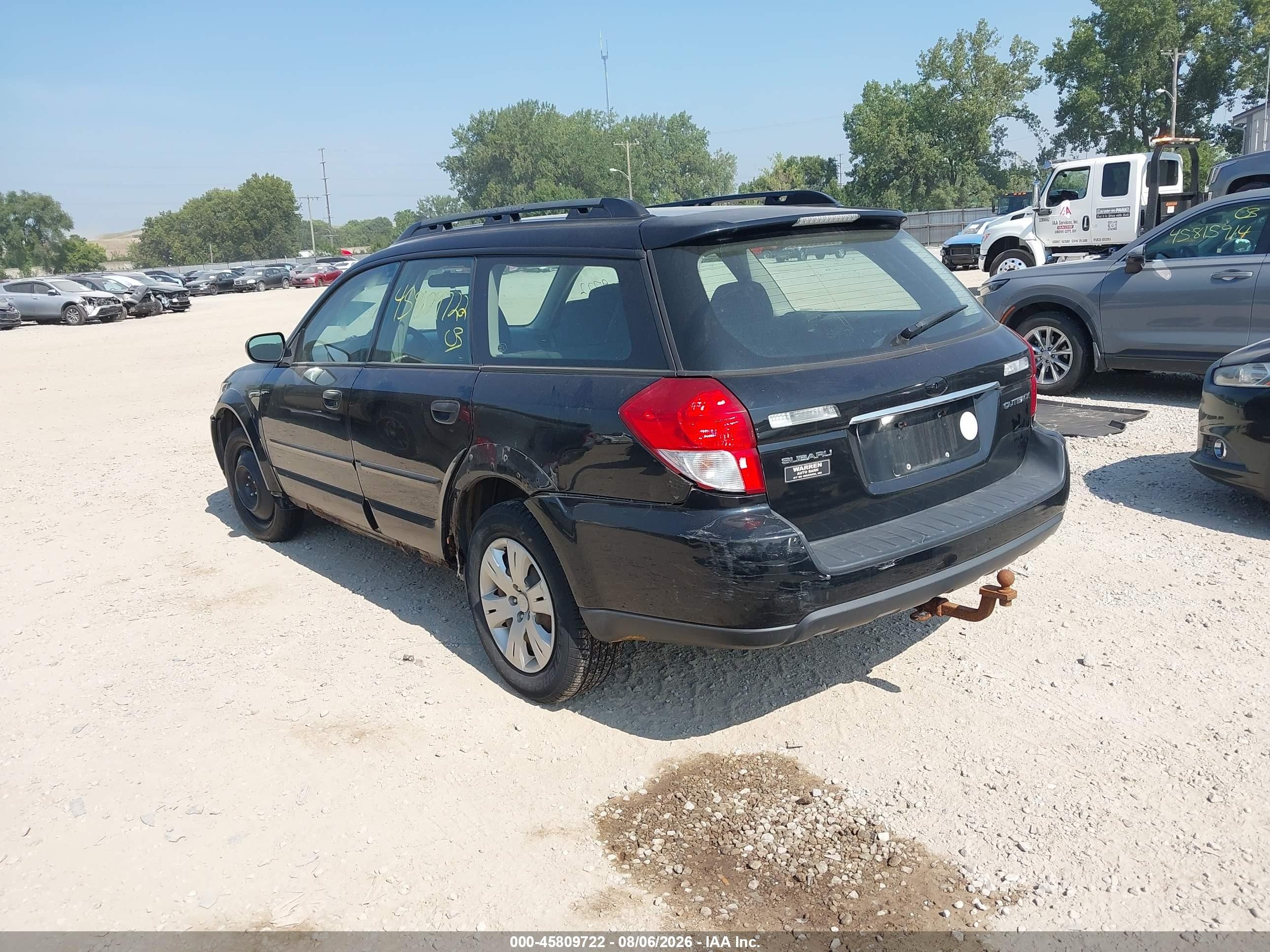 2008 Subaru Outback Black vin: 4S4BP60CX87309488