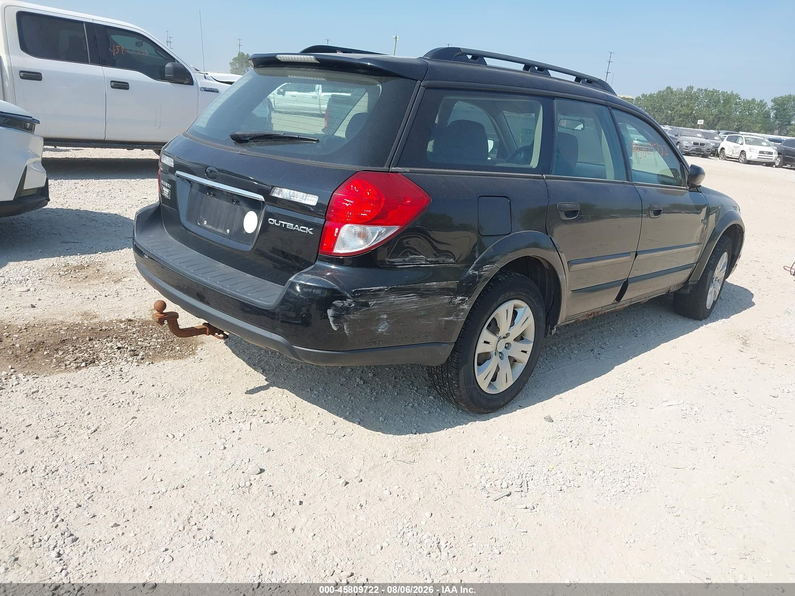 2008 Subaru Outback Black vin: 4S4BP60CX87309488