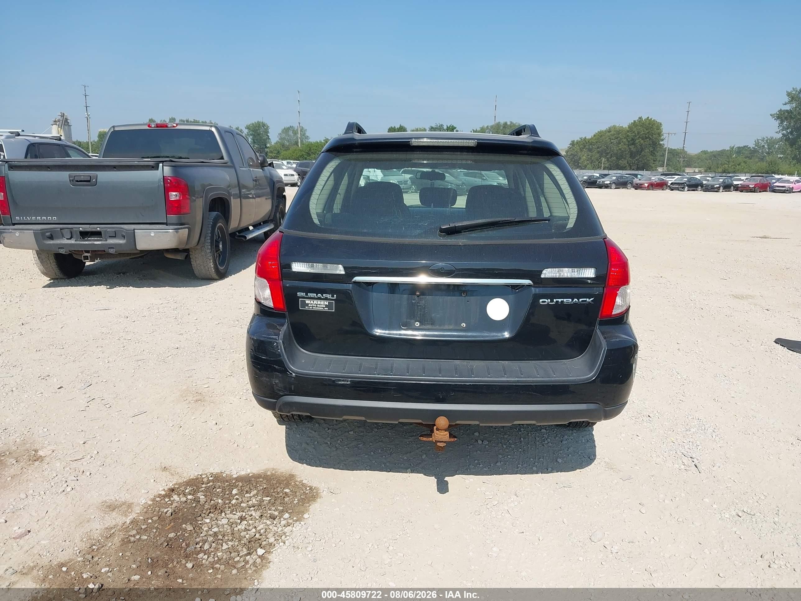 2008 Subaru Outback Black vin: 4S4BP60CX87309488
