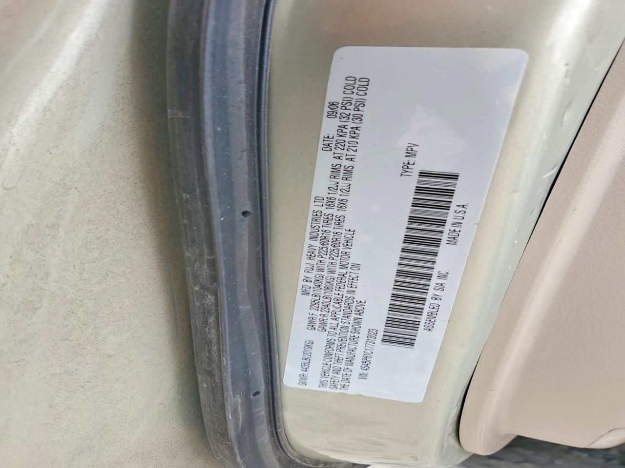 2007 Subaru Outback Outback 2.5i Beige vin: 4S4BP61C177313023