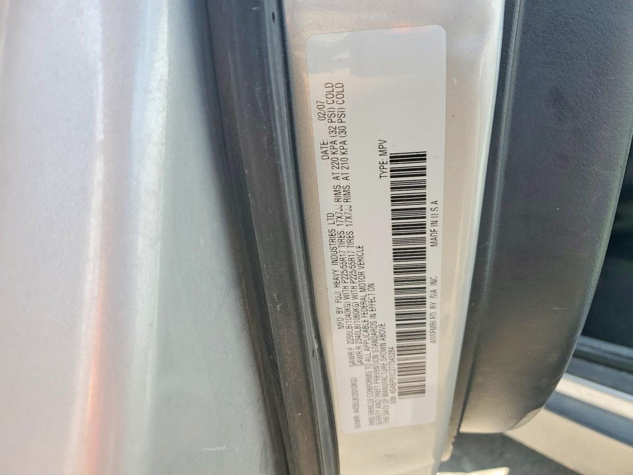 2007 Subaru Outback Outback 2.5i Silver vin: 4S4BP61C277345284