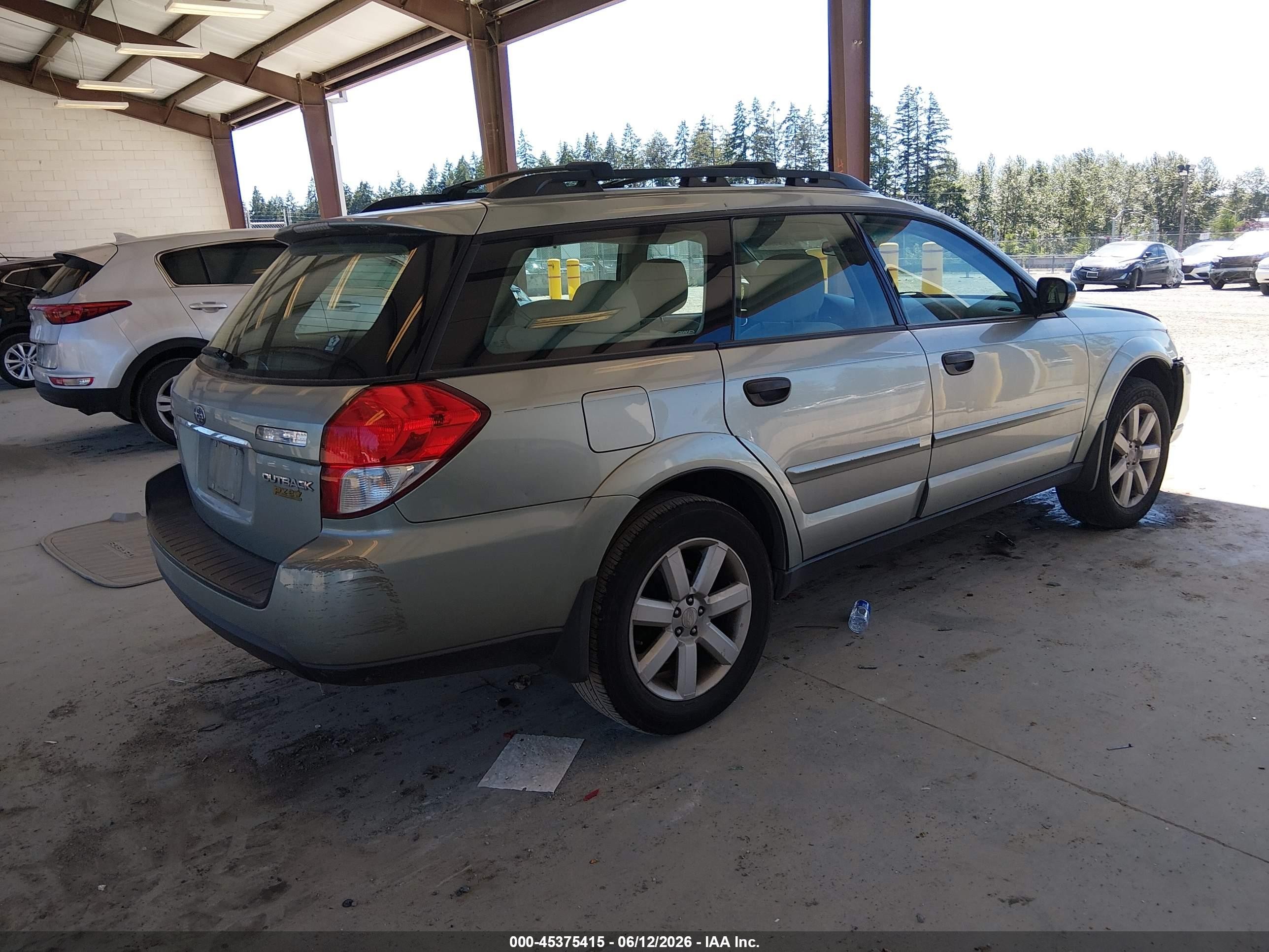 2009 Subaru Outback 2.5i Green vin: 4S4BP61C297343425