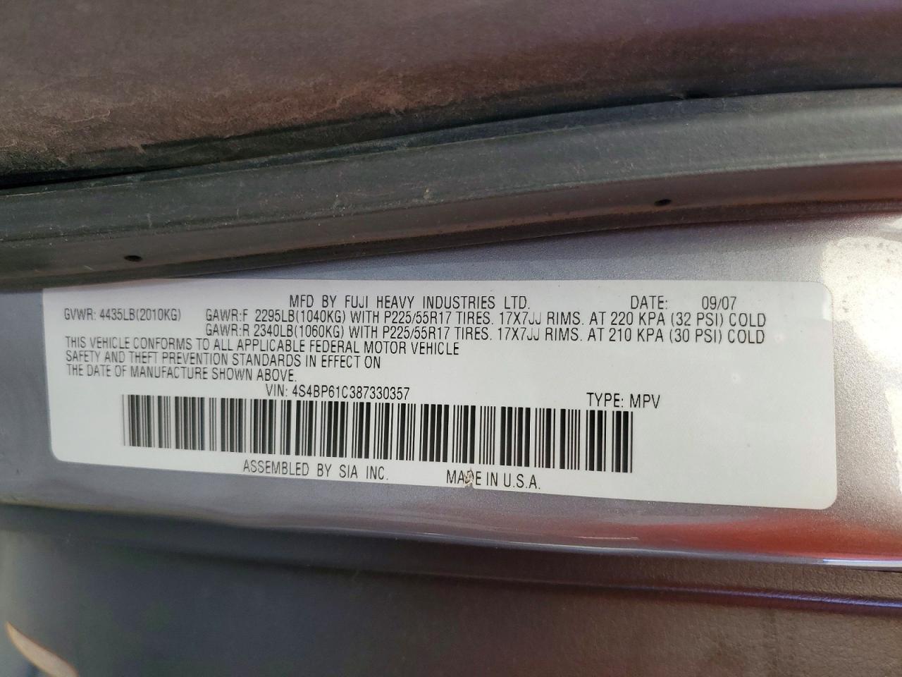 2008 Subaru Outback 2.5i Silver vin: 4S4BP61C387330357