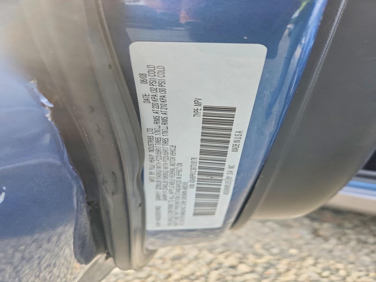 2009 Subaru Outback Blue vin: 4S4BP61C397318176