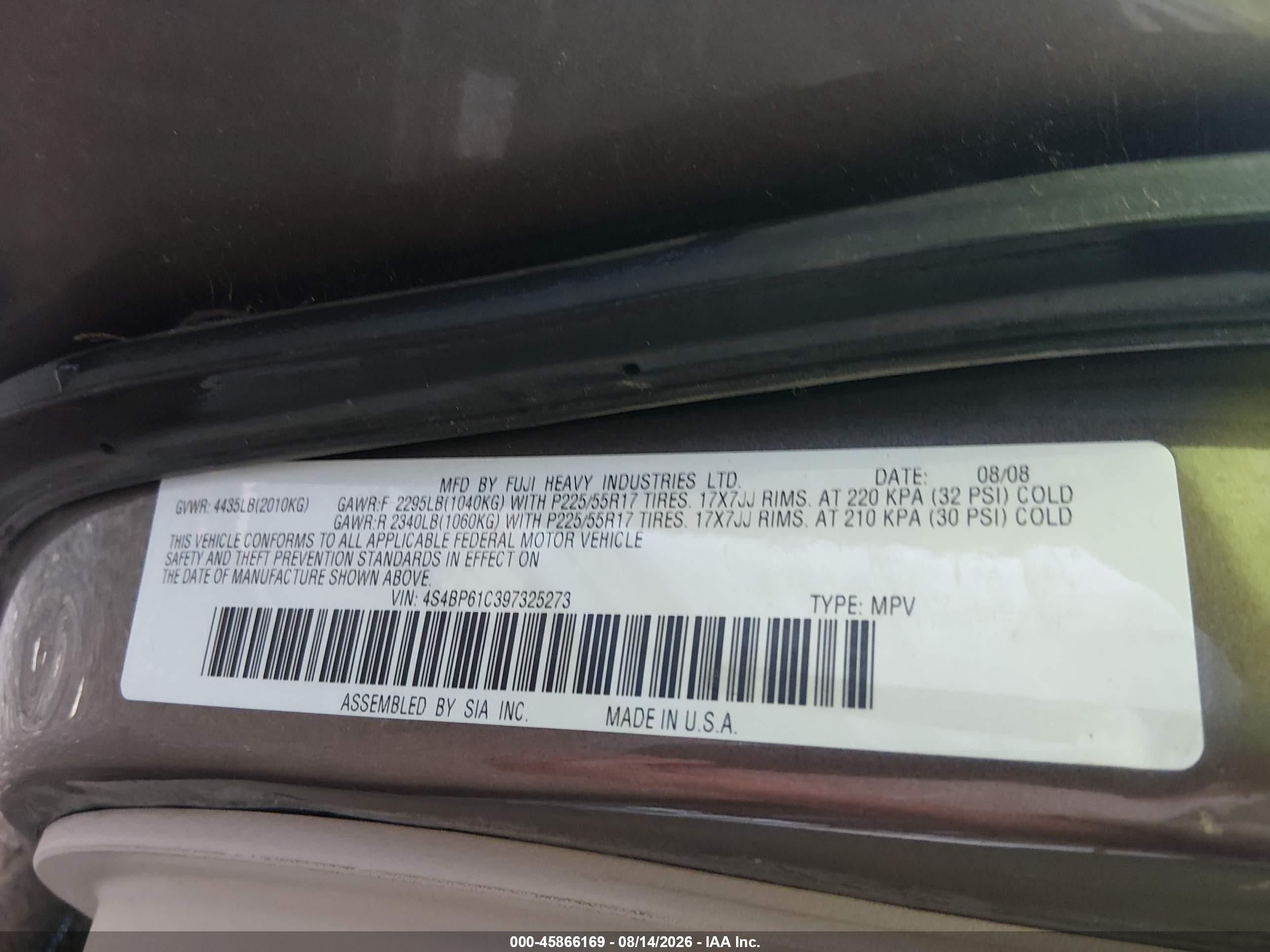 2009 Subaru Outback 2.5i Gold vin: 4S4BP61C397325273