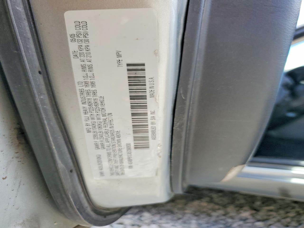 2005 Subaru Legacy Outback 2.5i Silver vin: 4S4BP61C457390630