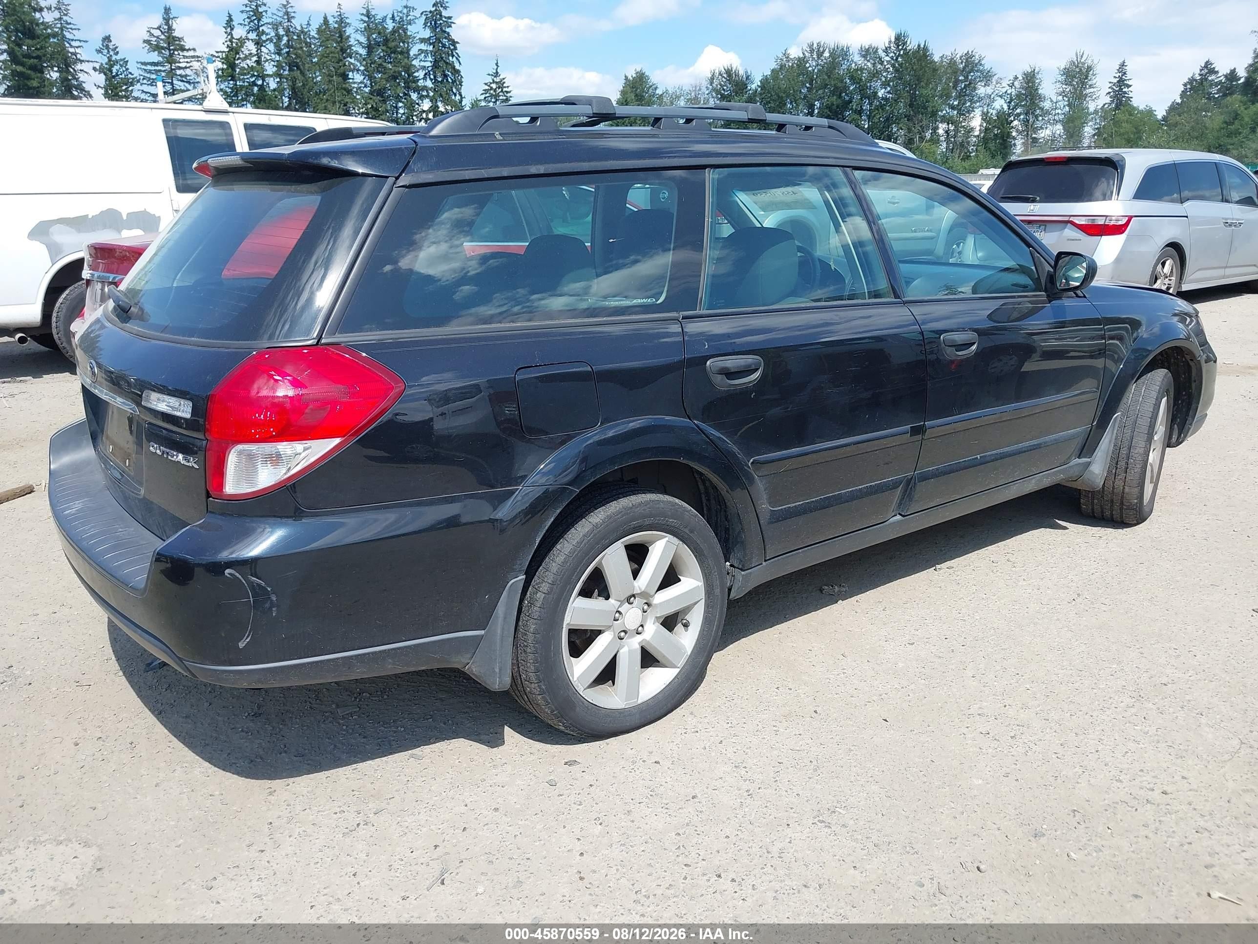 2008 Subaru Outback 2.5i/2.5i L.l. Bean Edition Black vin: 4S4BP61C487321893
