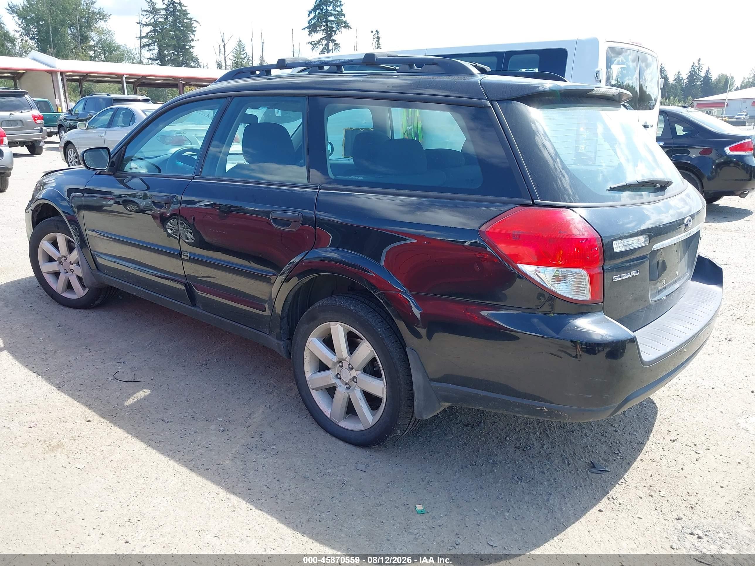 2008 Subaru Outback 2.5i/2.5i L.l. Bean Edition Black vin: 4S4BP61C487321893