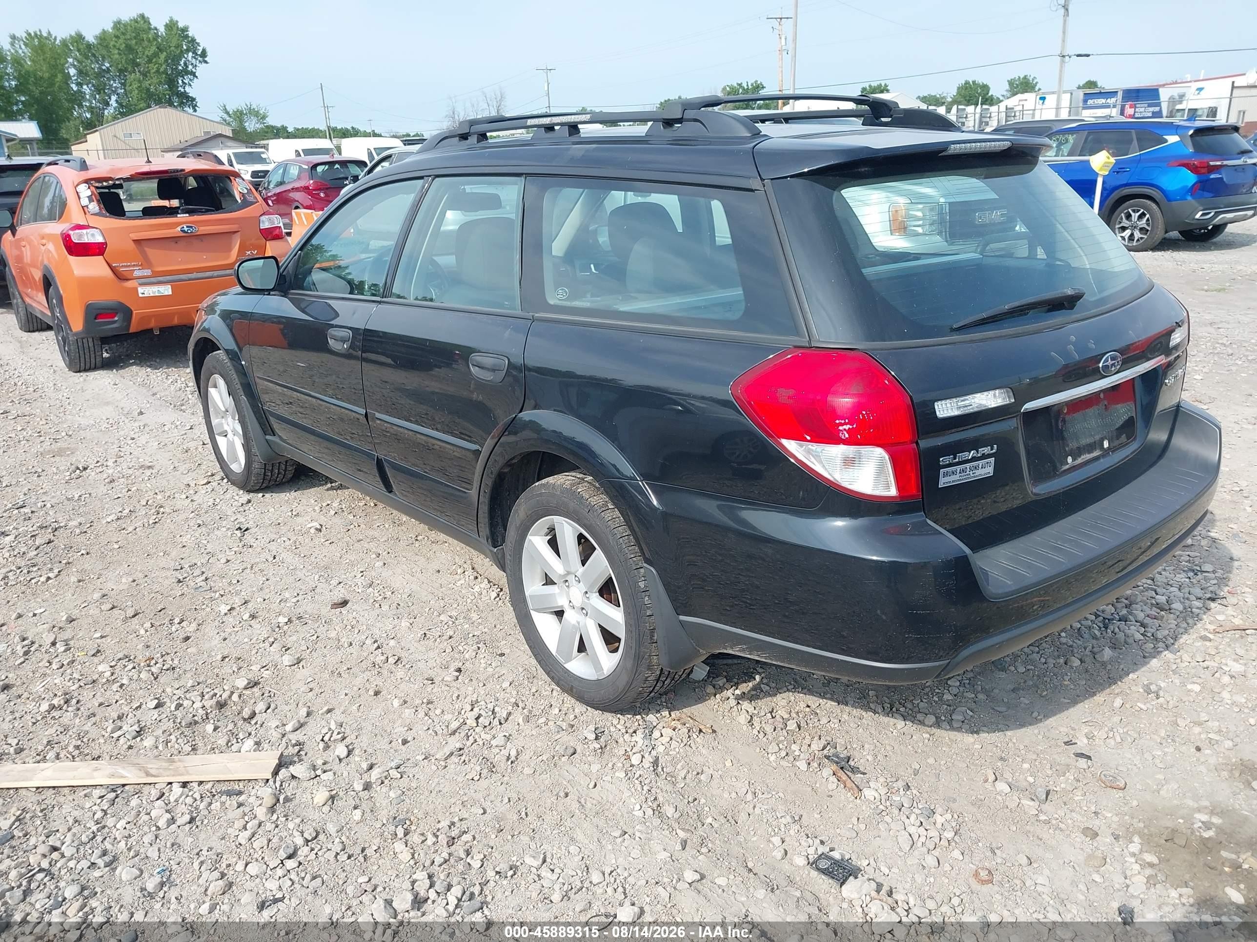 2009 Subaru Outback 2.5i Black vin: 4S4BP61C497316212