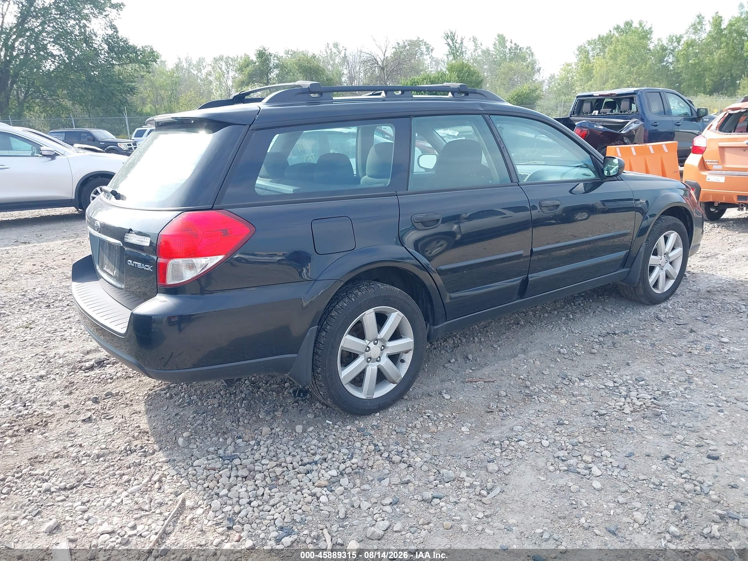 2009 Subaru Outback 2.5i Black vin: 4S4BP61C497316212
