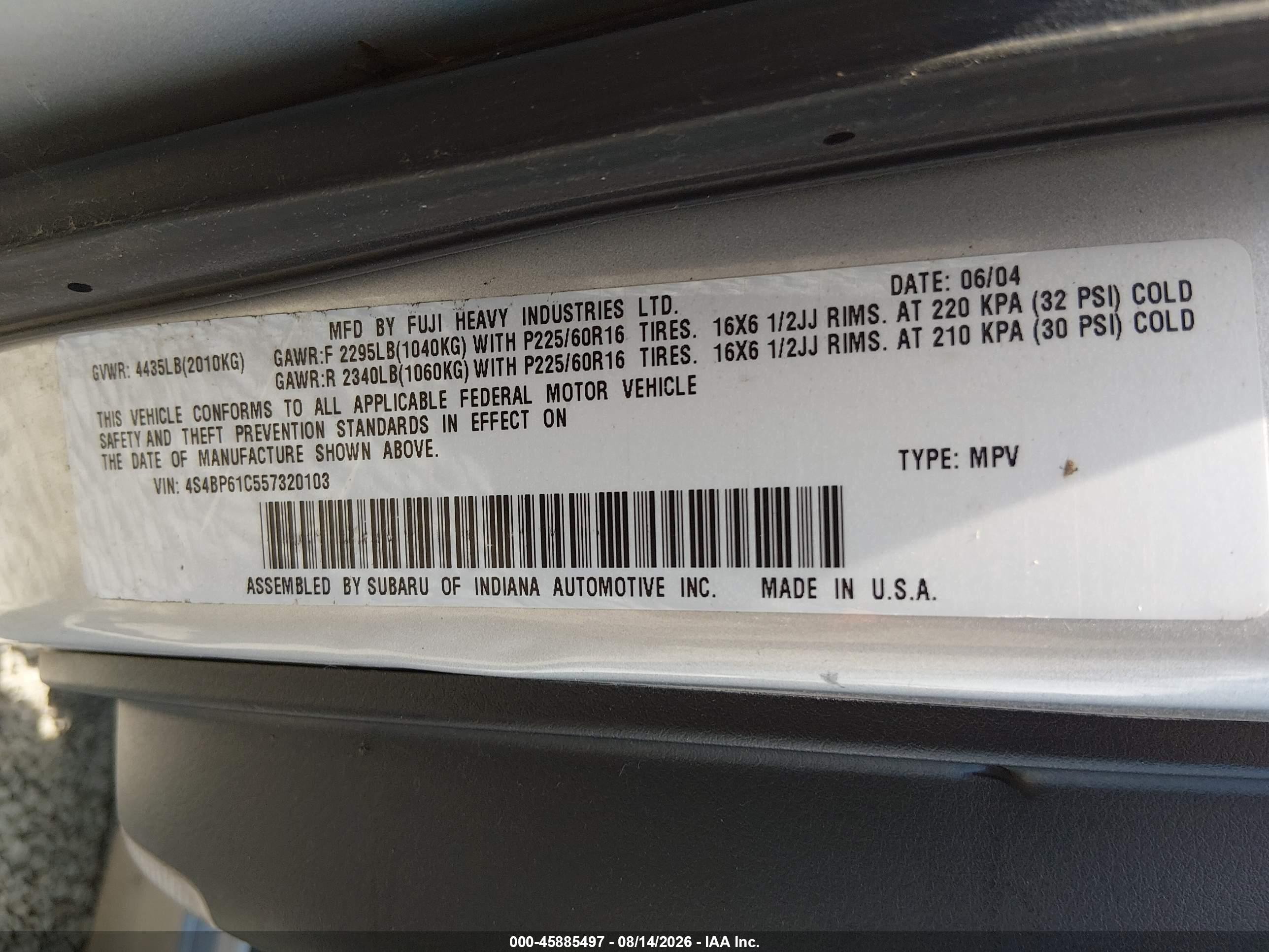 2005 Subaru Outback 2.5i Silver vin: 4S4BP61C557320103