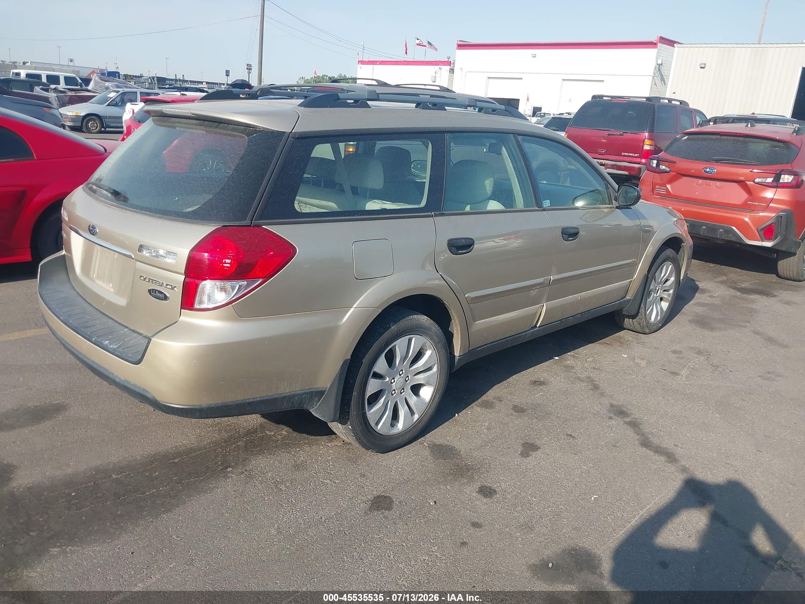 2008 Subaru Outback (natl) I/ll Bean W/nav/ll Bean W/nav/vdc Beige vin: 4S4BP61C587307503