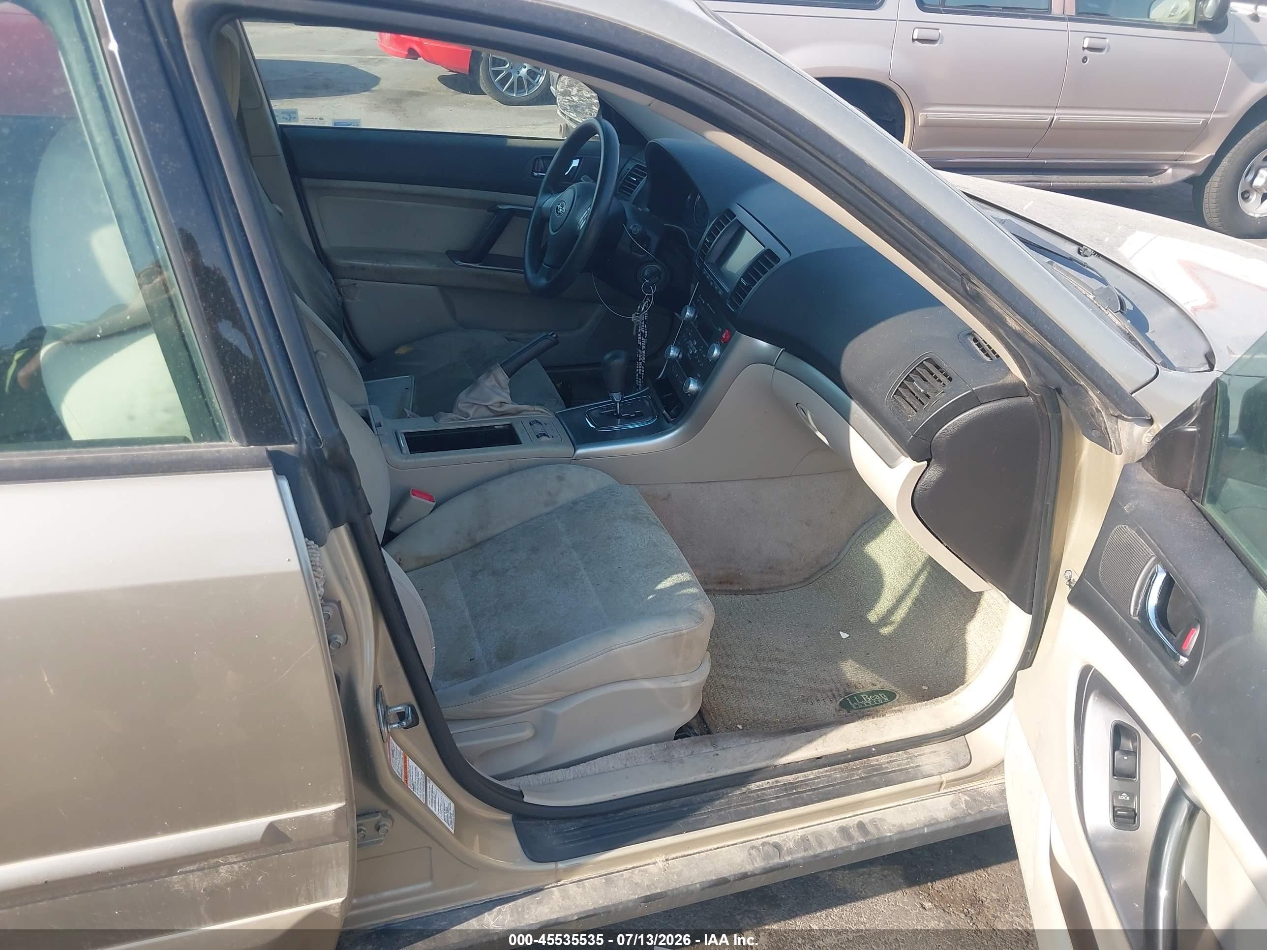 2008 Subaru Outback (natl) I/ll Bean W/nav/ll Bean W/nav/vdc Beige vin: 4S4BP61C587307503
