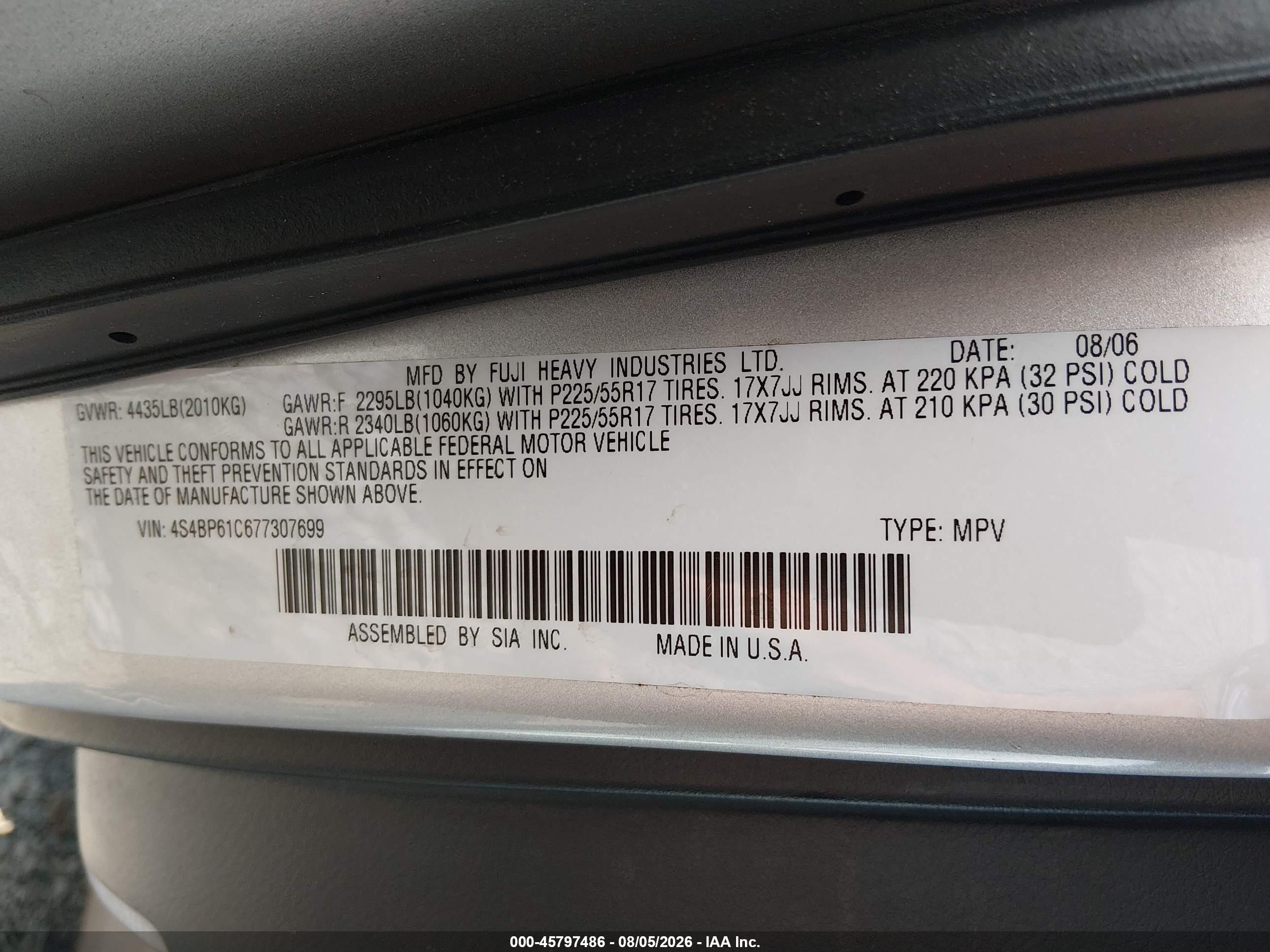 2007 Subaru Outback 2.5i Silver vin: 4S4BP61C677307699