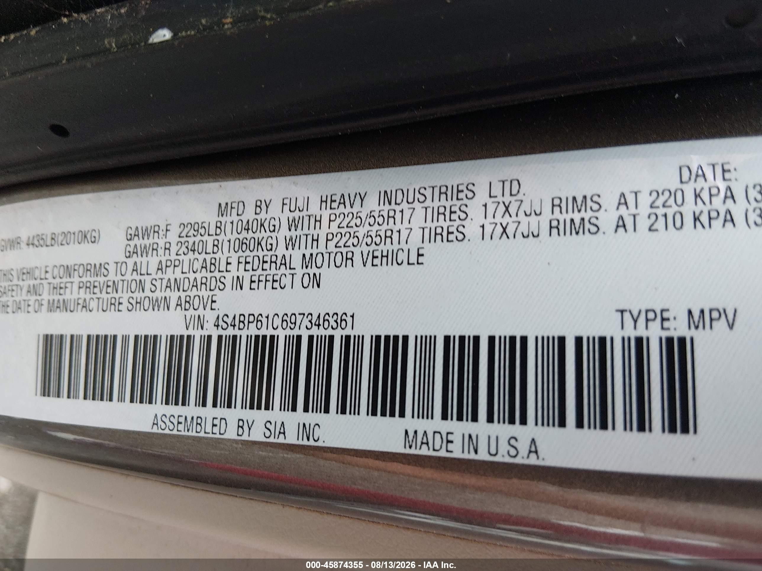 2009 Subaru Outback 2.5i Brown vin: 4S4BP61C697346361