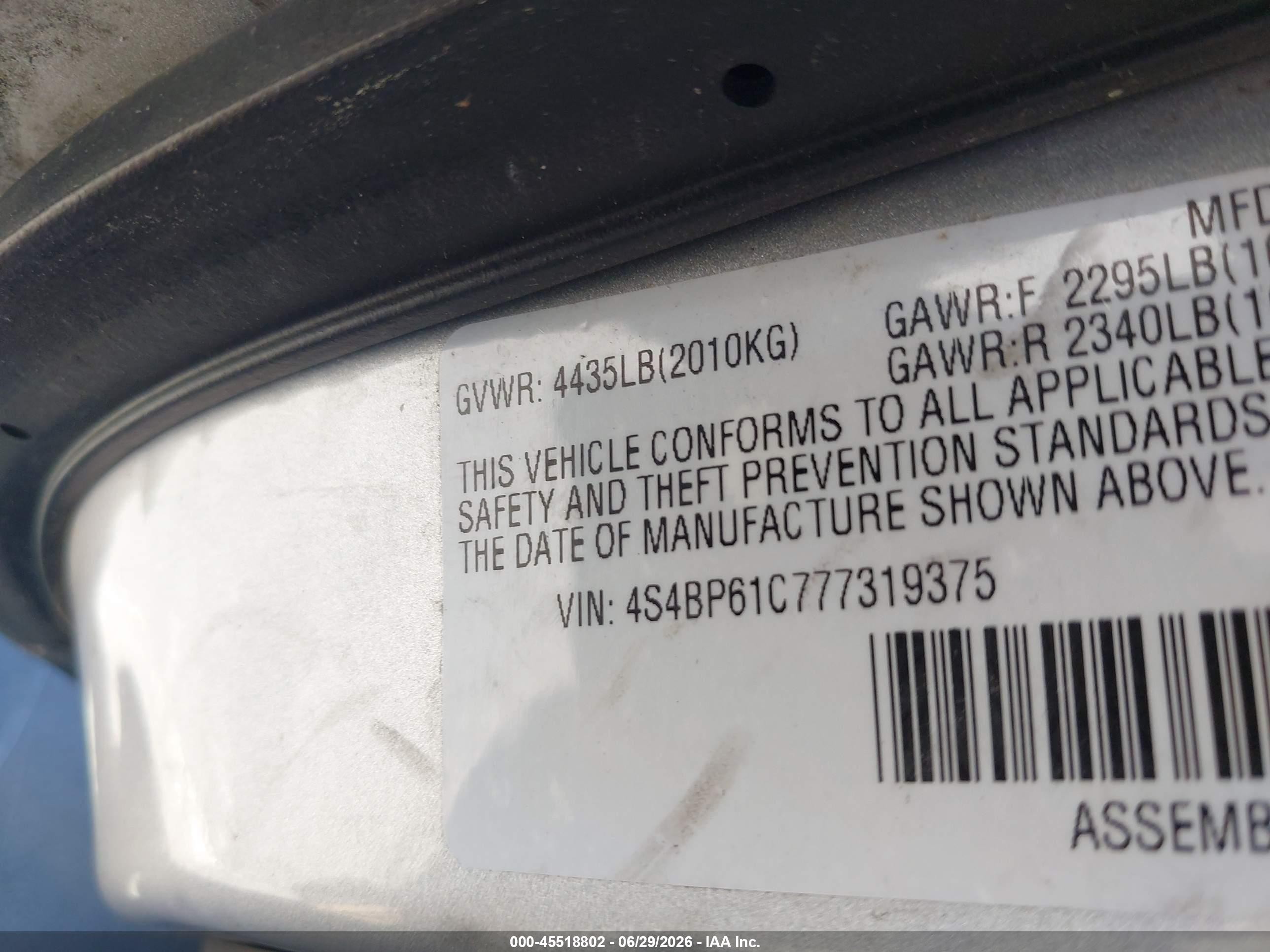 2007 Subaru Outback 2.5i Basic Gray vin: 4S4BP61C777319375