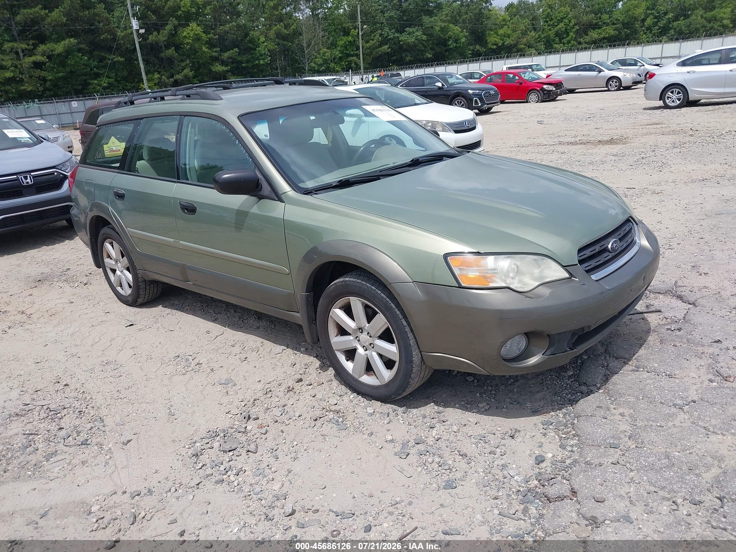 2007 Subaru Outback 2.5i/2.5i Basic/2.5i L.l. Bean Edition Green vin: 4S4BP61C877346214