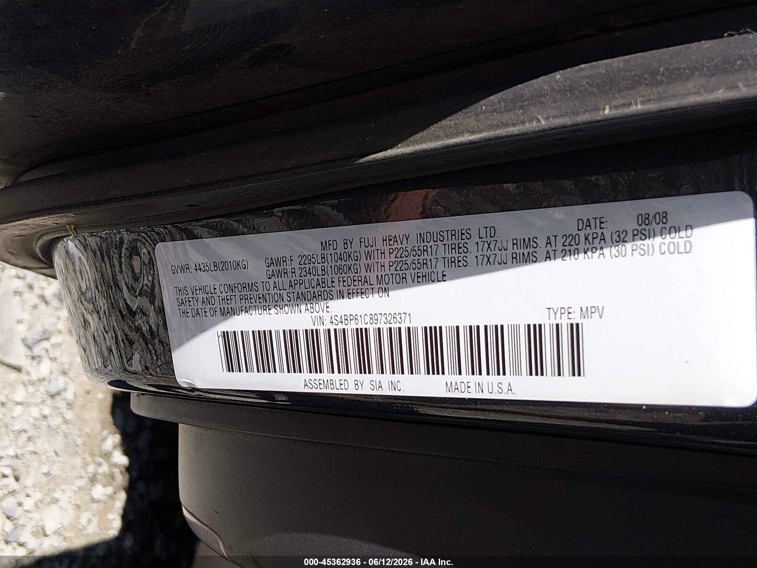 2009 Subaru Outback 2.5i Синий vin: 4S4BP61C897326371