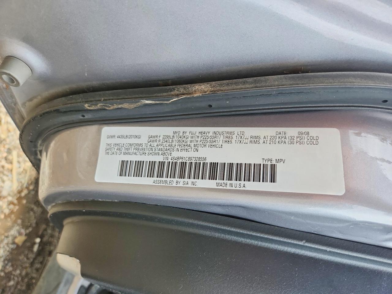 2009 Subaru Outback 2.5i Gray vin: 4S4BP61C897328556