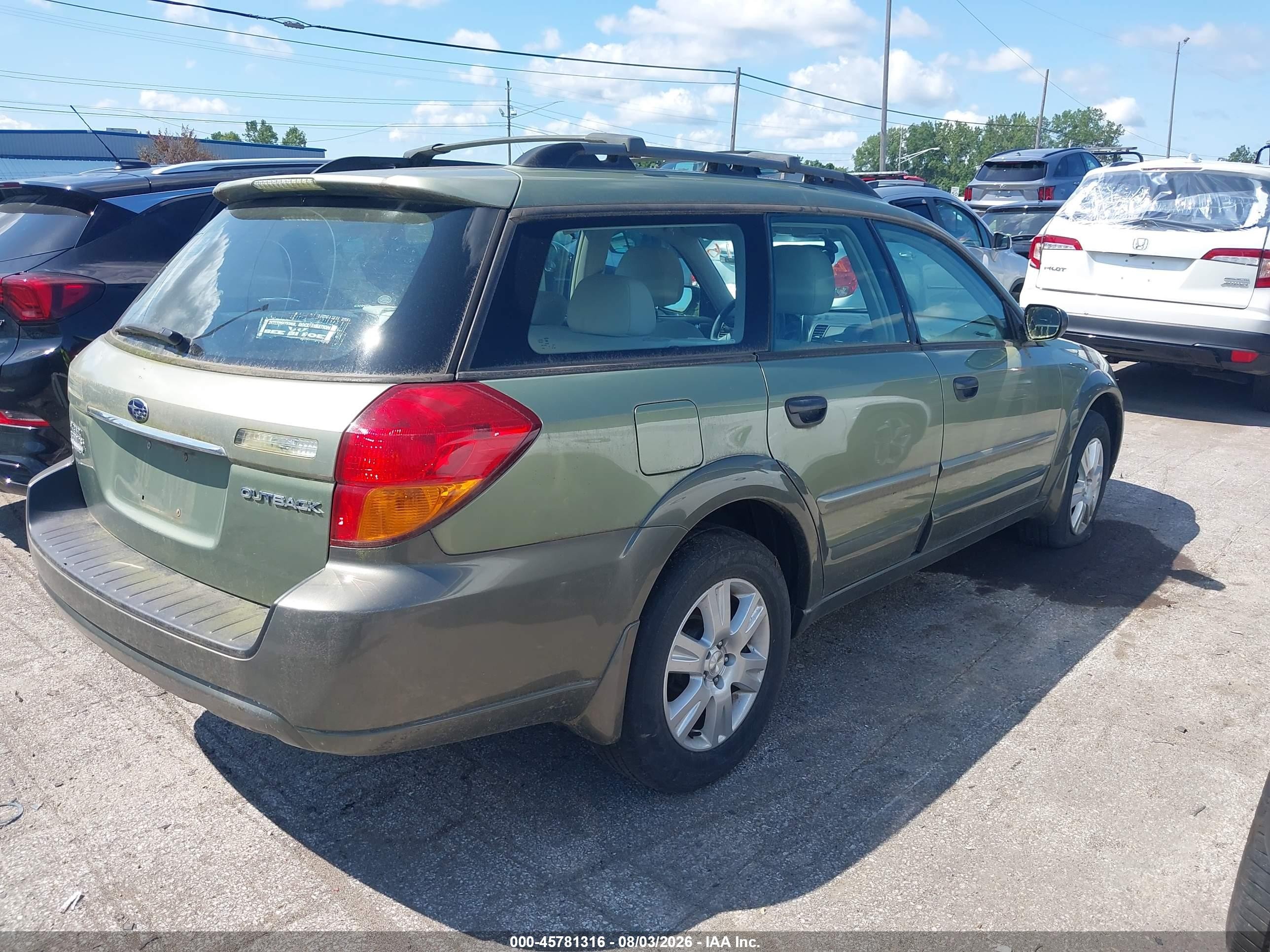 2005 Subaru Outback 2.5i Green vin: 4S4BP61C957343402