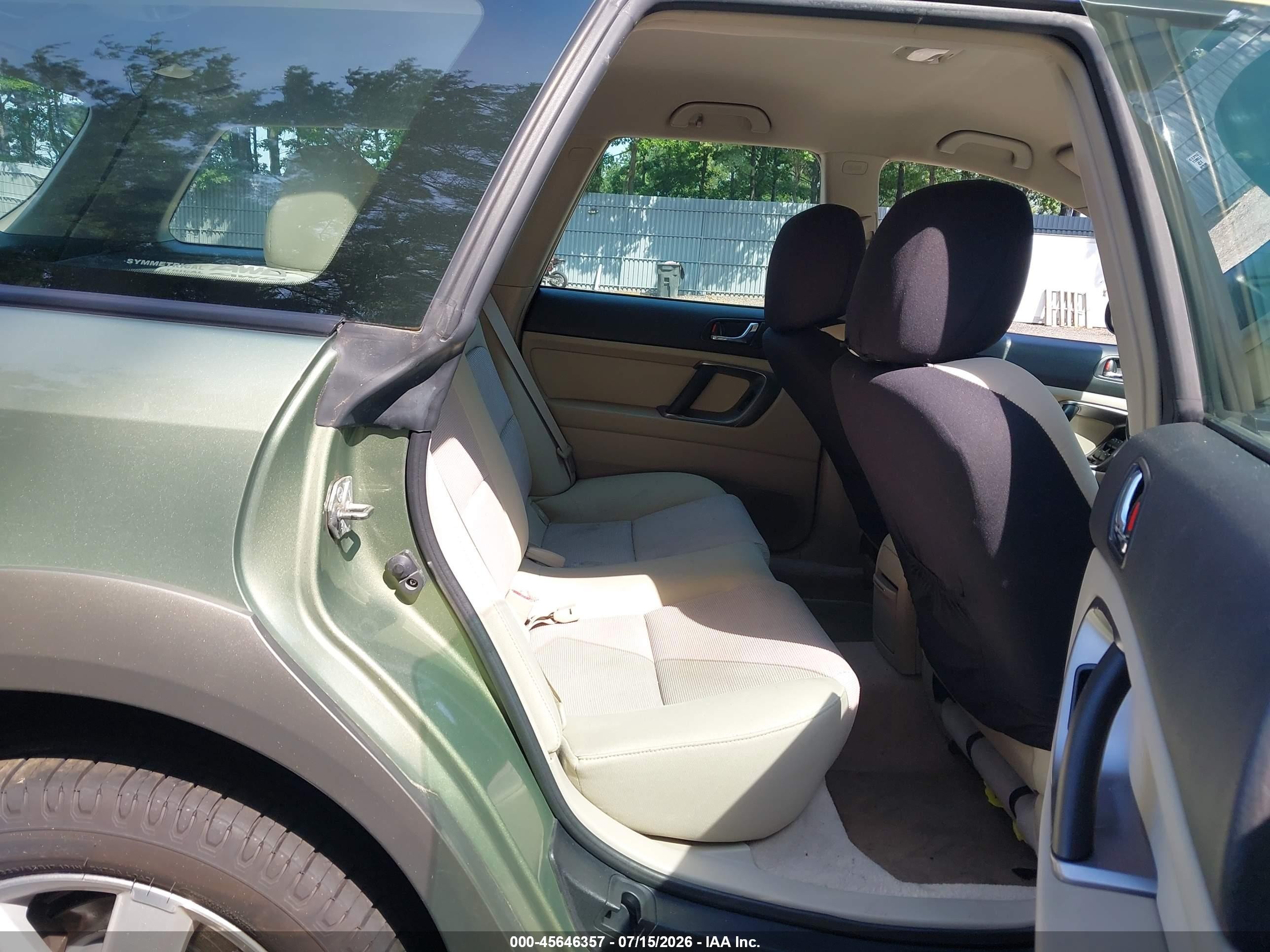 2007 Subaru Outback 2.5i Зеленый vin: 4S4BP61C977323914