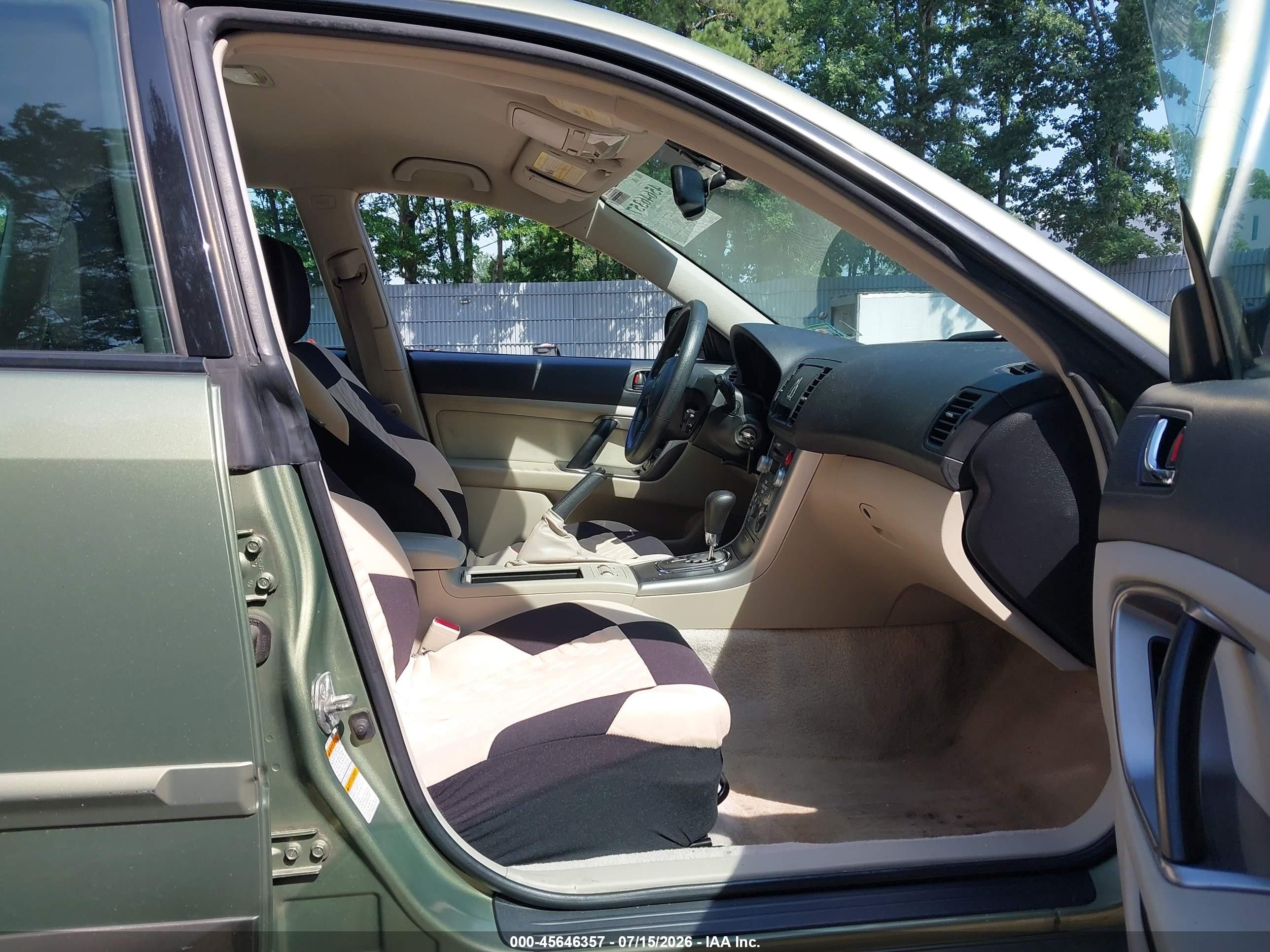 2007 Subaru Outback 2.5i Зеленый vin: 4S4BP61C977323914