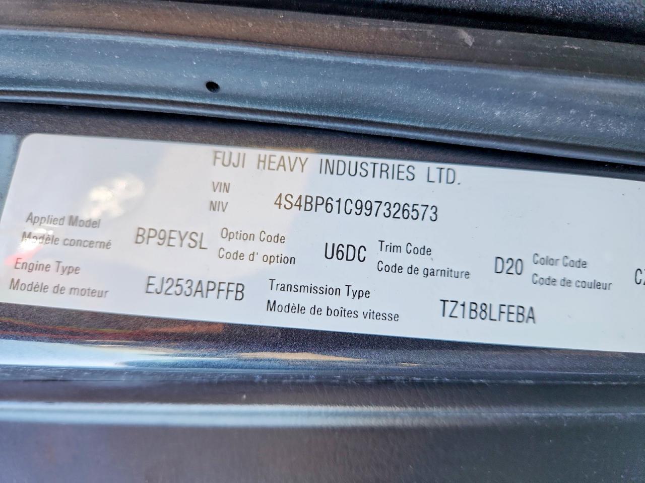 2009 Subaru Outback 2.5i Gray vin: 4S4BP61C997326573