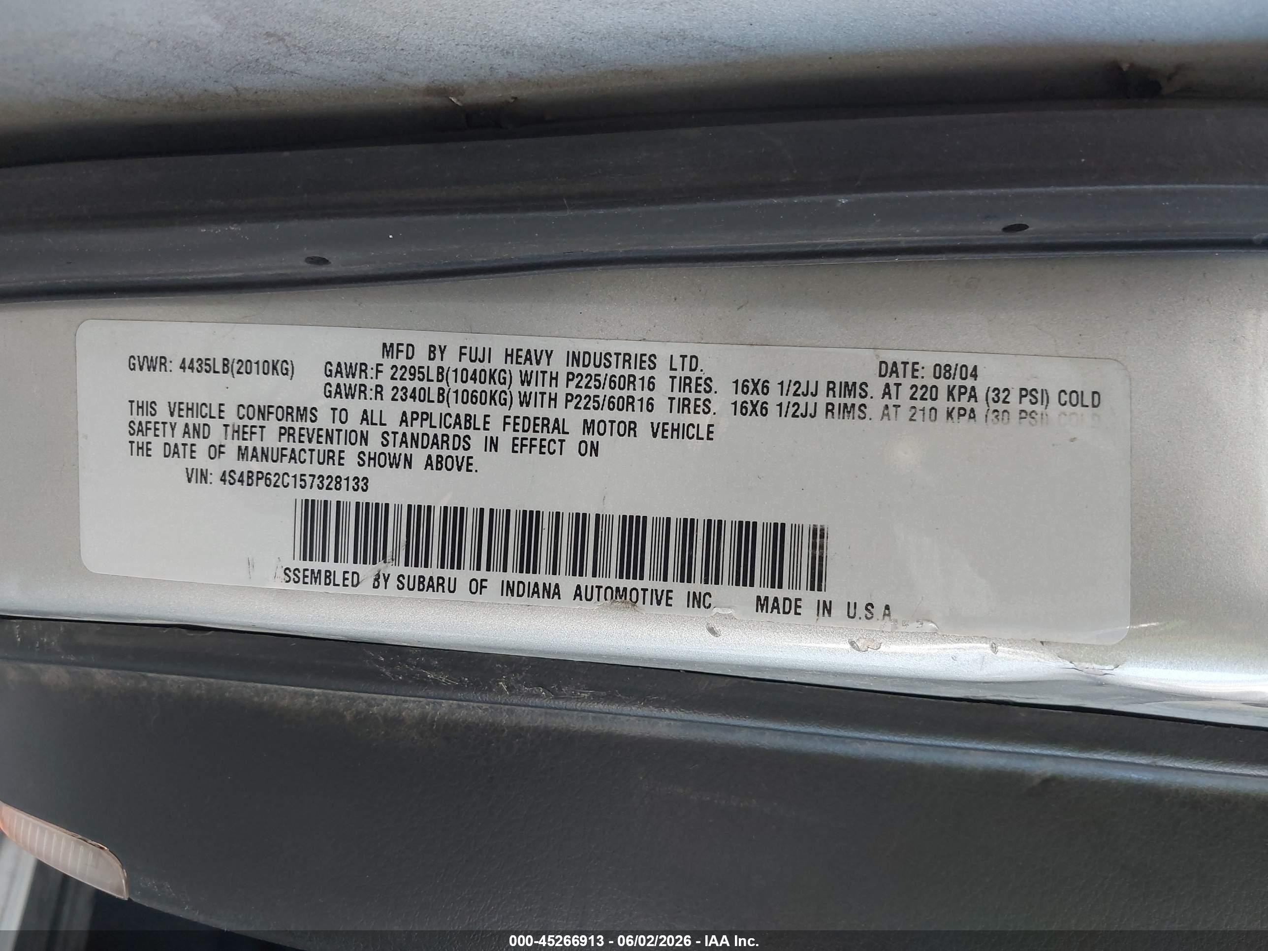 2005 Subaru Outback 2.5i Limited Silver vin: 4S4BP62C157328133