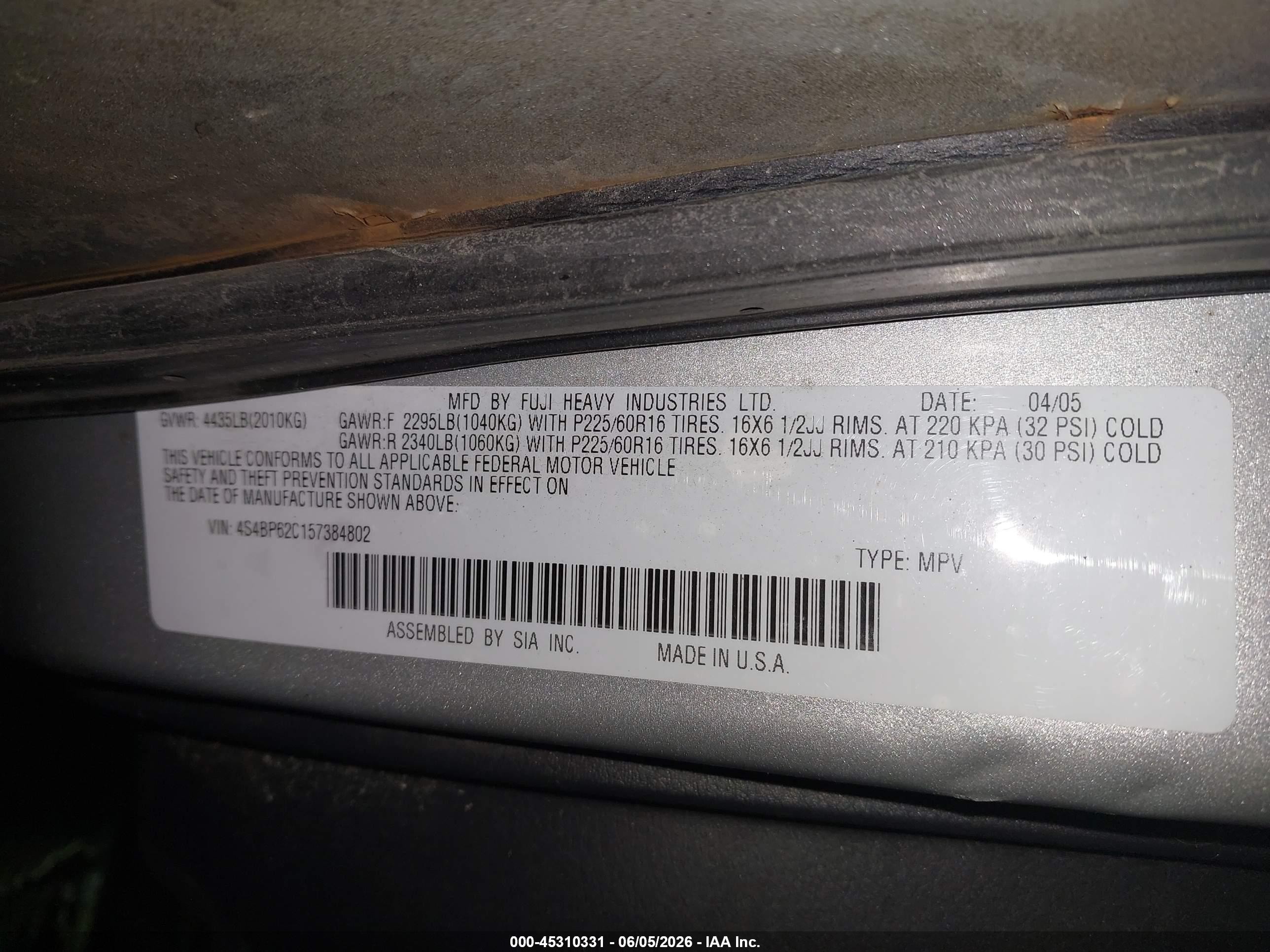 2005 Subaru Outback 2.5i Limited Silver vin: 4S4BP62C157384802