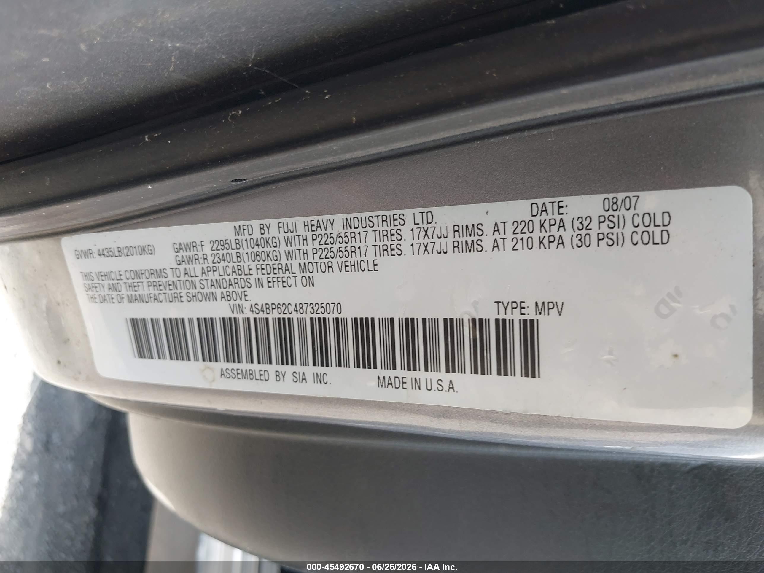 2008 Subaru Outback 2.5i Limited Gray vin: 4S4BP62C487325070
