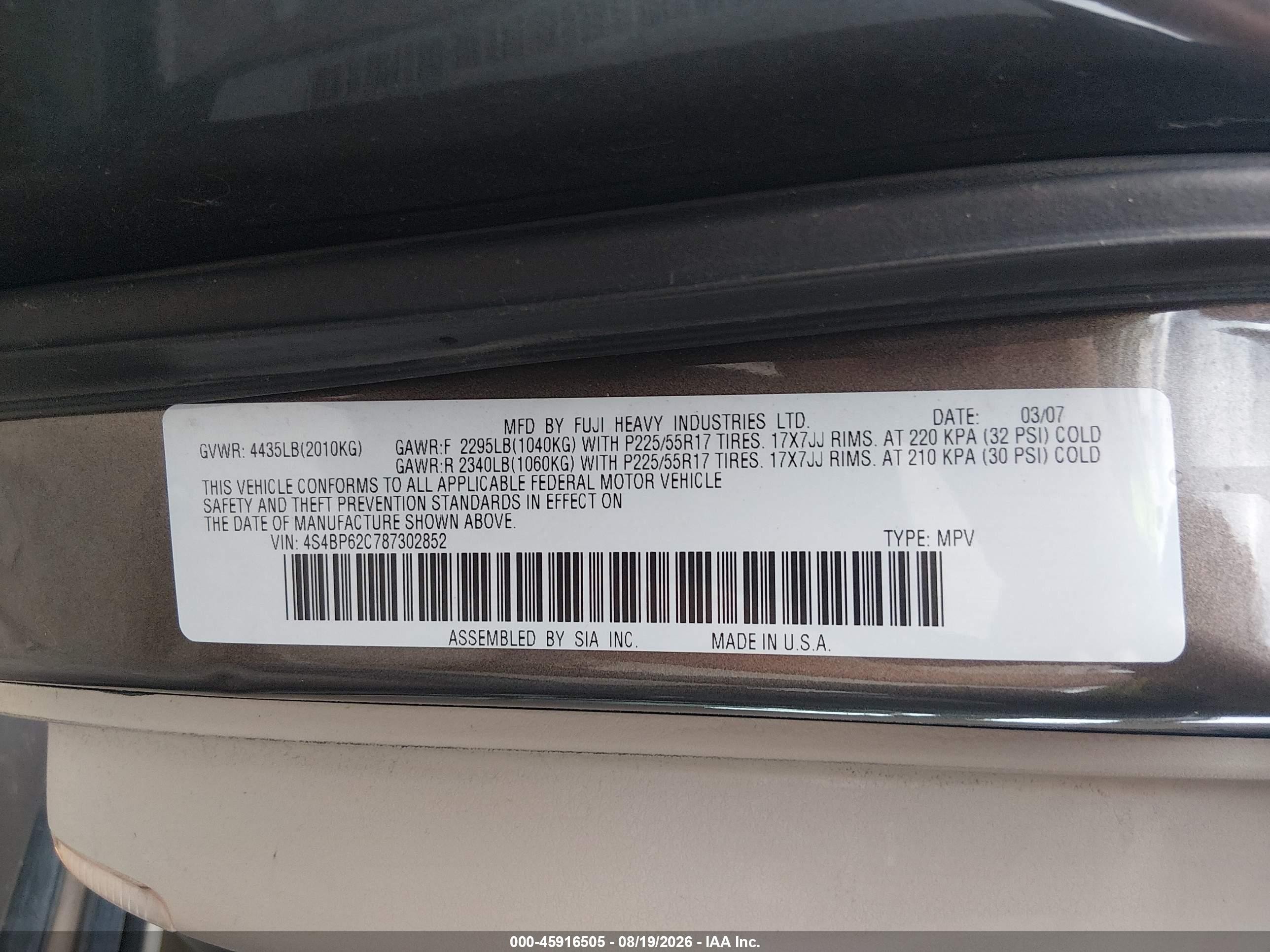 2008 Subaru Outback 2.5i Limited/2.5i Limited L.l. Bean Edition Brown vin: 4S4BP62C787302852