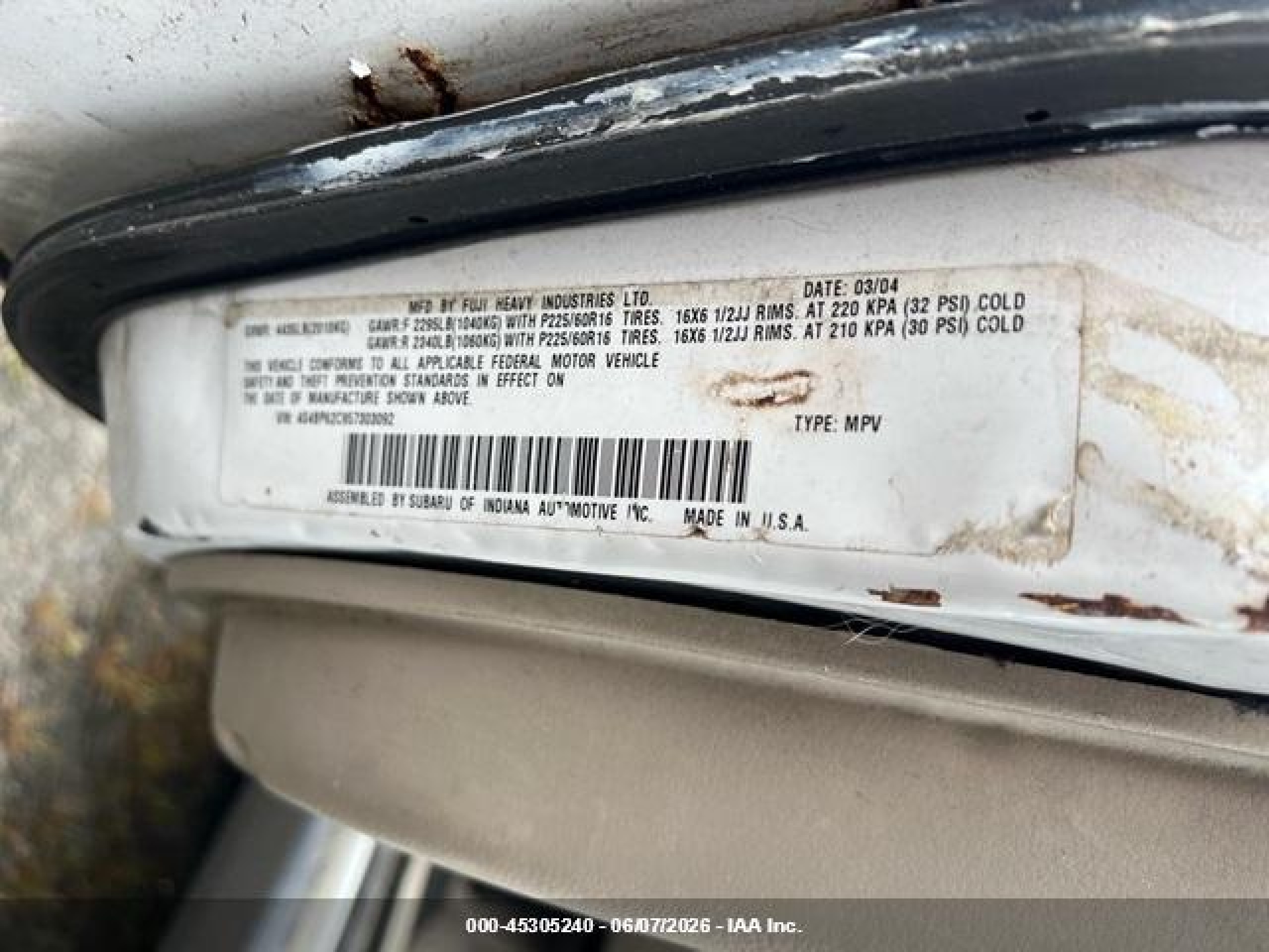 2005 Subaru Outback 2.5i Limited White vin: 4S4BP62C957303092