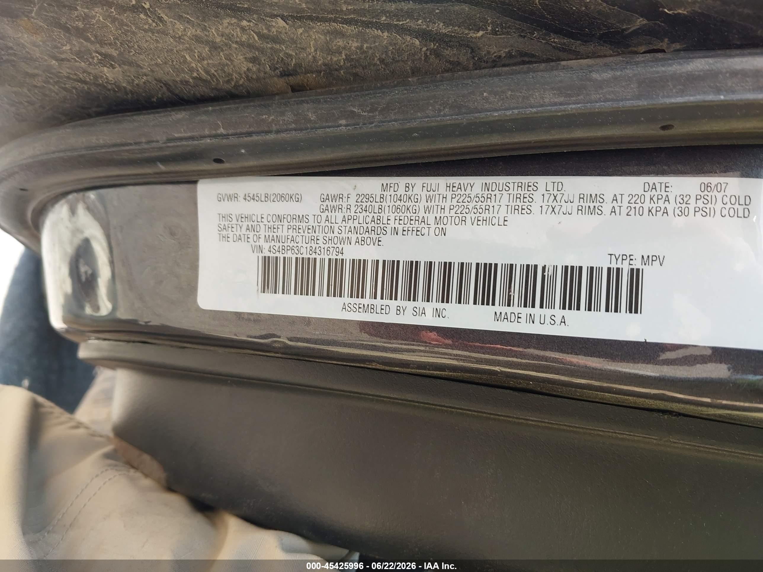 2008 Subaru Outback 2.5xt Limited/xt Ltd W/nav Black vin: 4S4BP63C184316794
