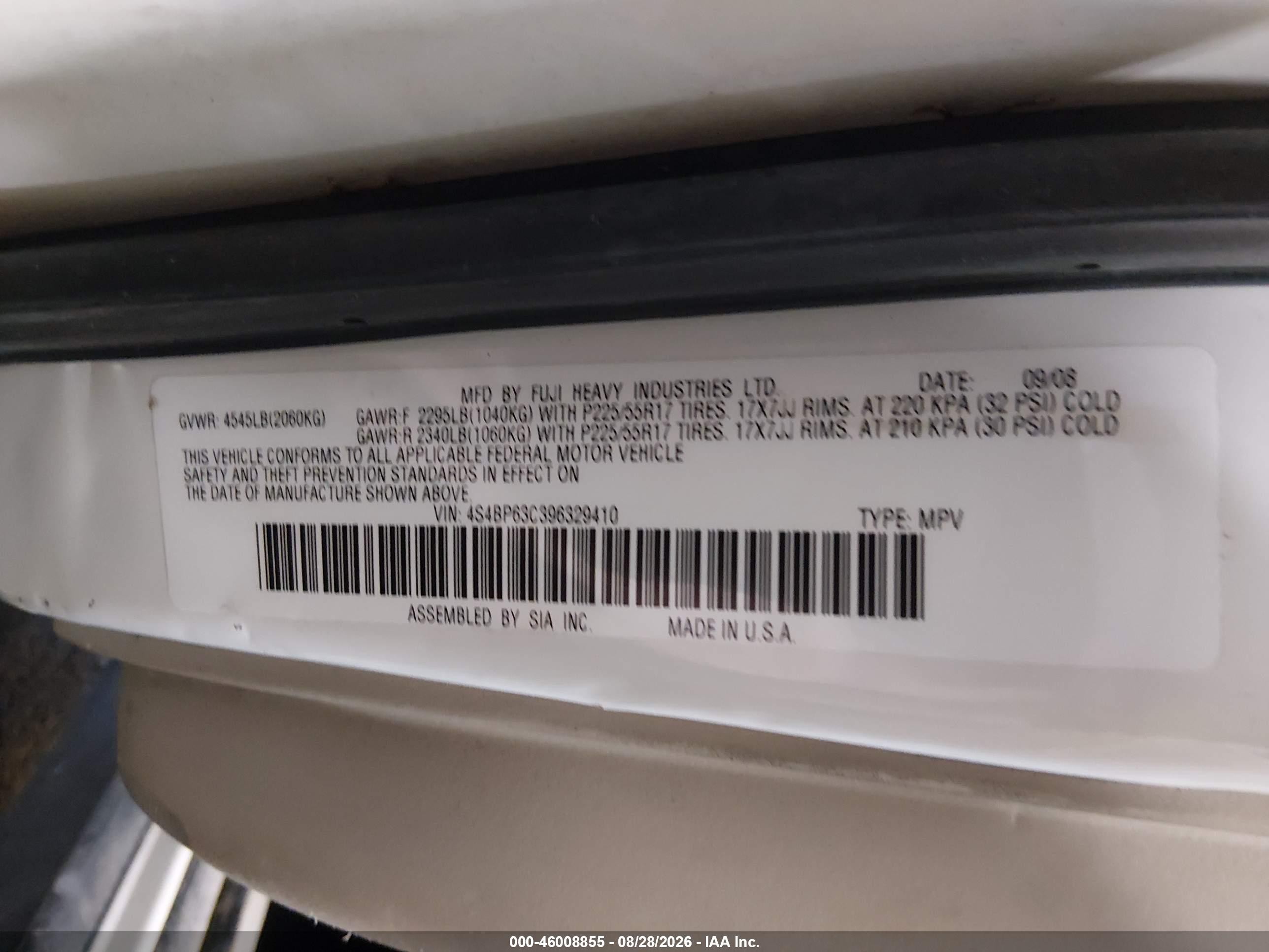 2009 Subaru Outback 2.5xt Limited White vin: 4S4BP63C396329410