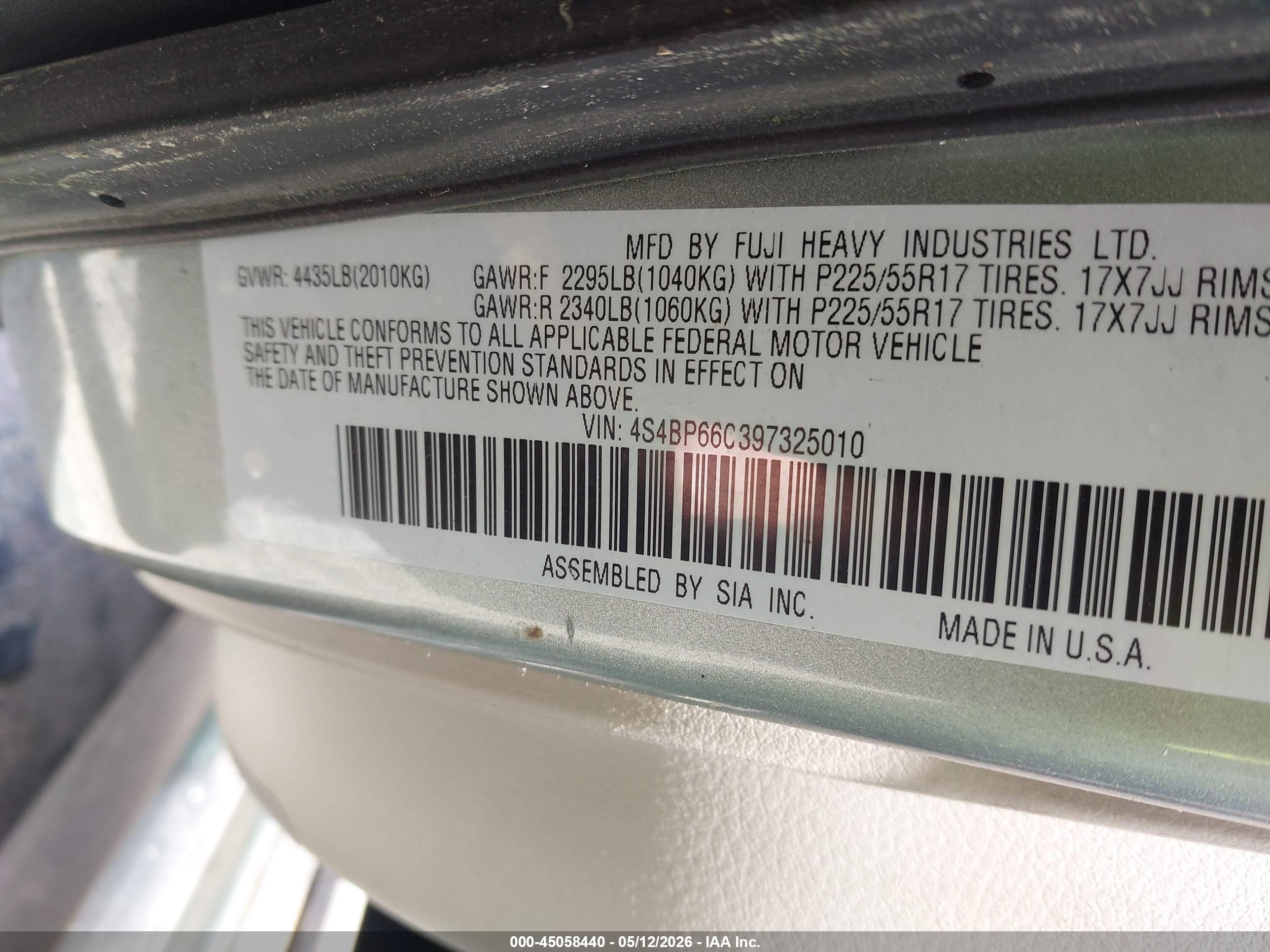 2009 Subaru Outback 2.5i Limited Silver vin: 4S4BP66C397325010