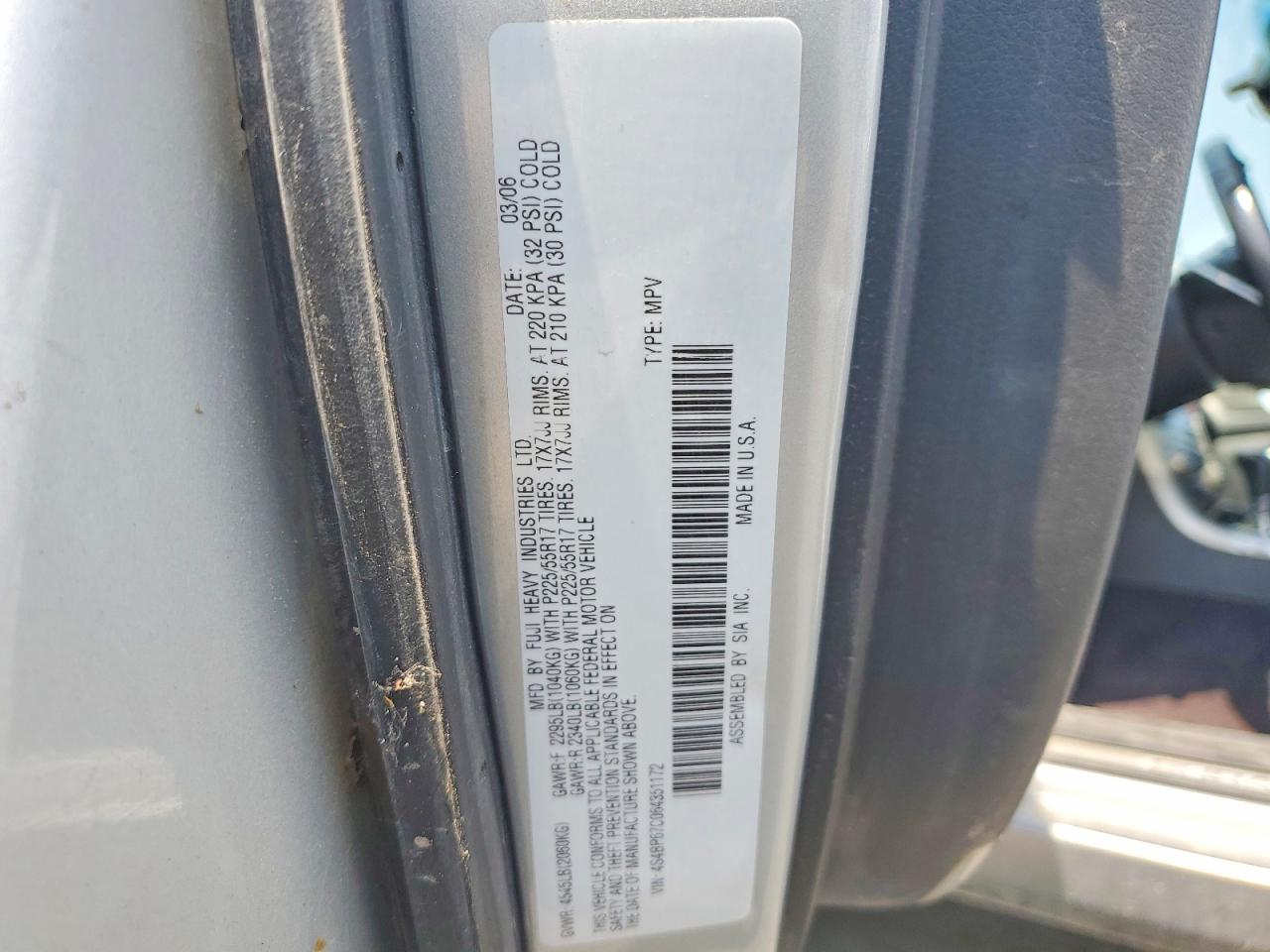 2006 Subaru Legacy Outback 2.5 Xt Limited Gray vin: 4S4BP67C064351172