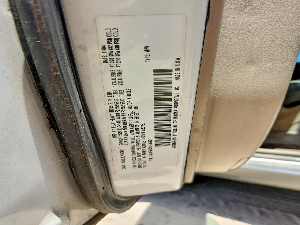 2005 Subaru Legacy Outback 2.5 Xt Limited White vin: 4S4BP67C854351211