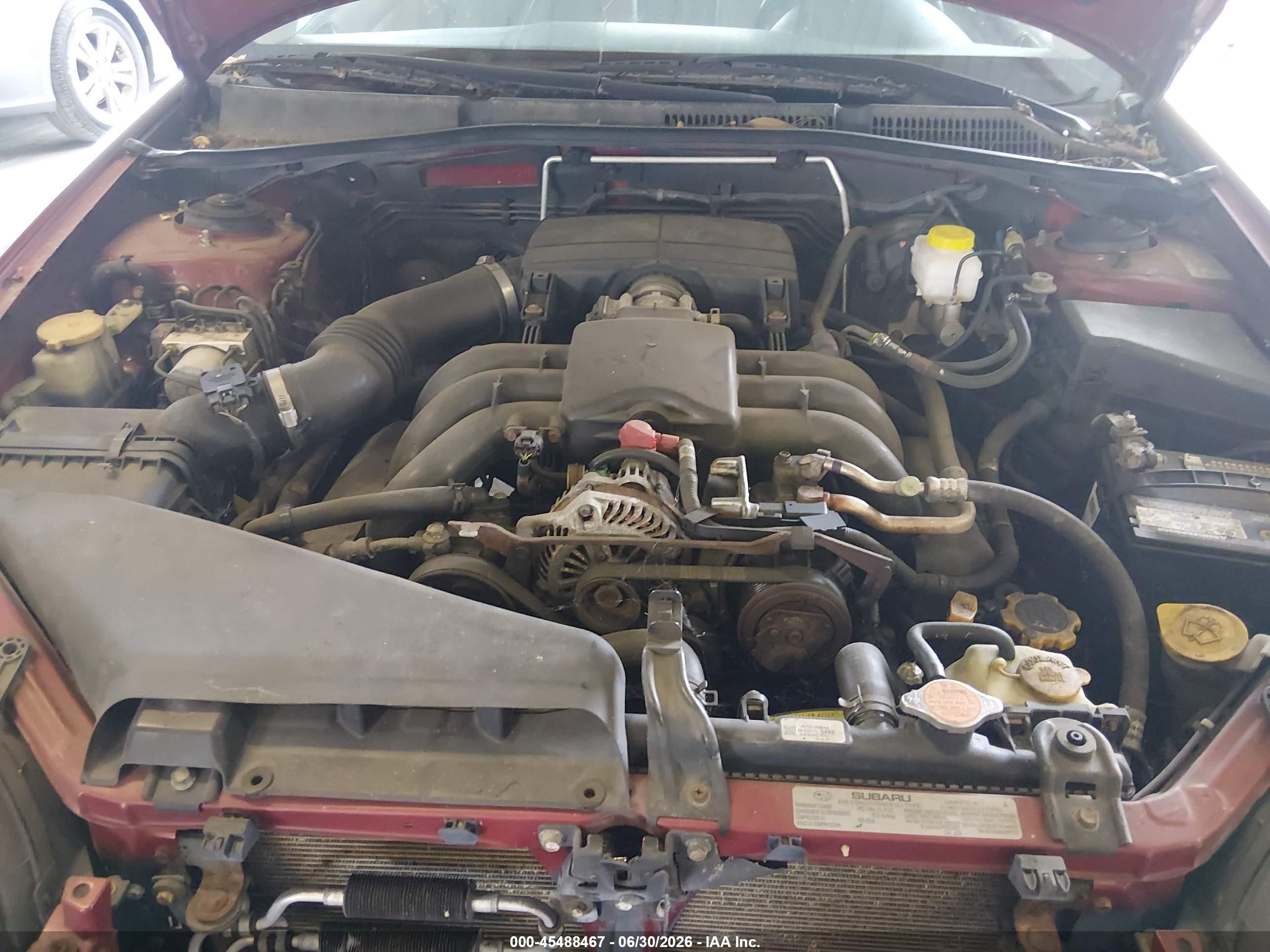 2006 Subaru Outback 3.0r Red vin: 4S4BP84C864301586