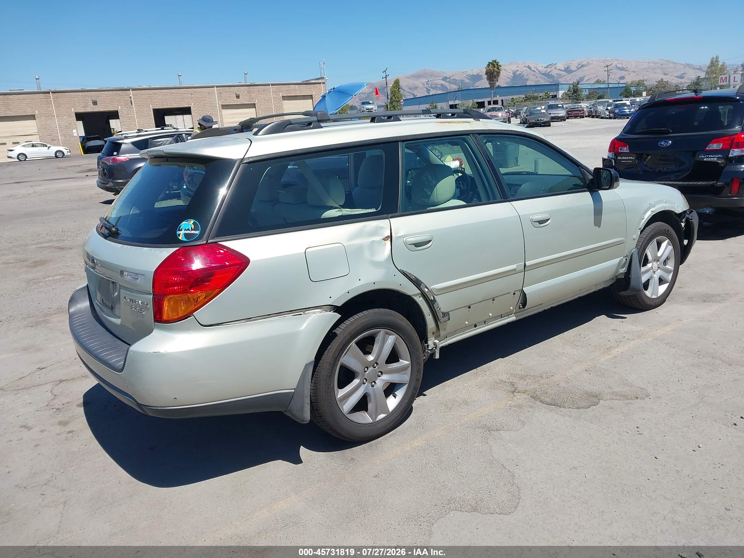 2006 Subaru Outback 3.0r Серебряный vin: 4S4BP84C864334720