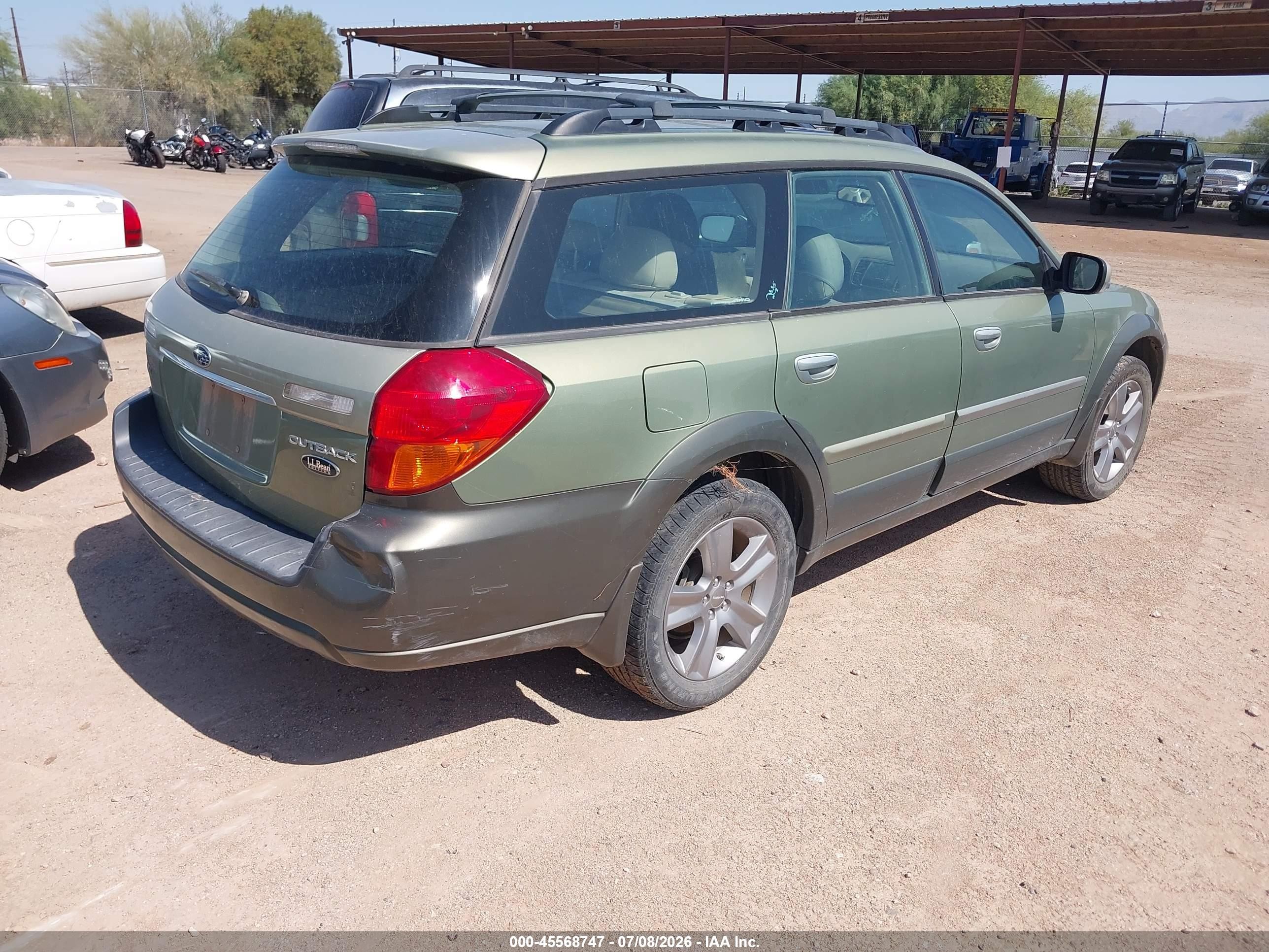 2005 Subaru Outback 3.0r L.l. Bean Edition Green vin: 4S4BP86C054370901