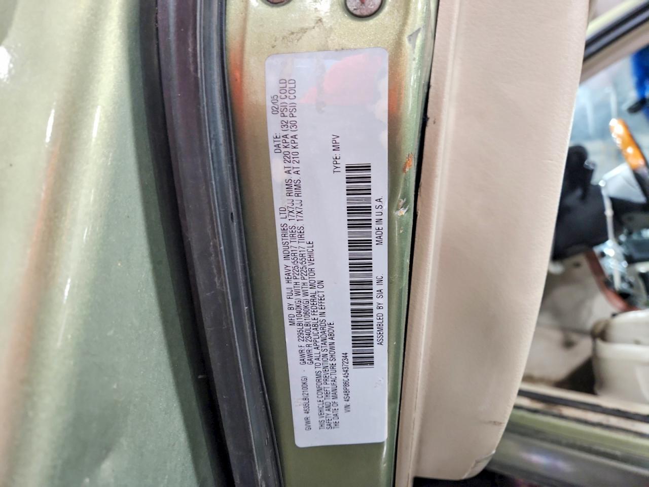 2005 Subaru Outback Outback H6 R Ll Bean Зеленый vin: 4S4BP86C454372344