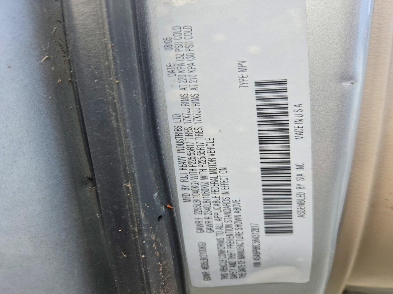 2006 Subaru Outback Outback 3.0r Ll Bean Серебряный vin: 4S4BP86C564312817